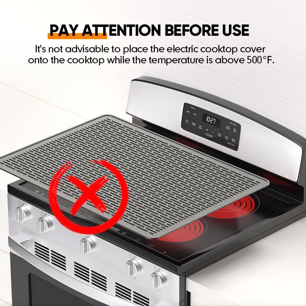 Stove Top Cover For Electric Stove - Silicone Stove Mat For Glass Top Stove, Glass Cooktop Protector, Xl Dish Drying Mats For Kitchen, Range Covers For Electric Stove (Gray, 28 X 20)