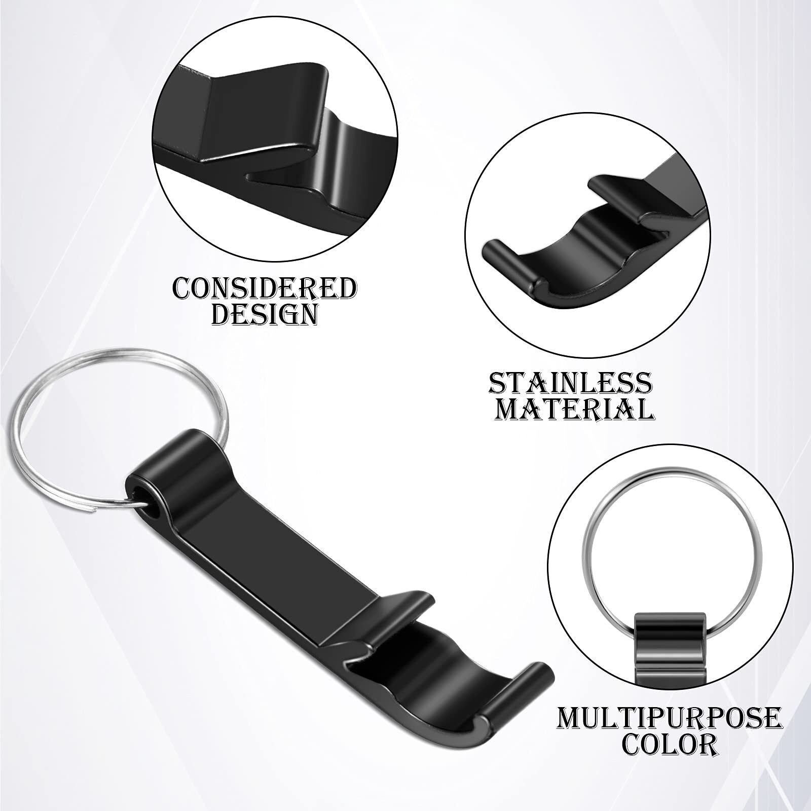 100 Pieces Aluminum Bottle Opener Keychain Pocket Small Bar Claw Beverage Keychain Ring Heavy Duty Black Beer Bottle Opener For Home Kitchen Bar Bartender Wedding Party
