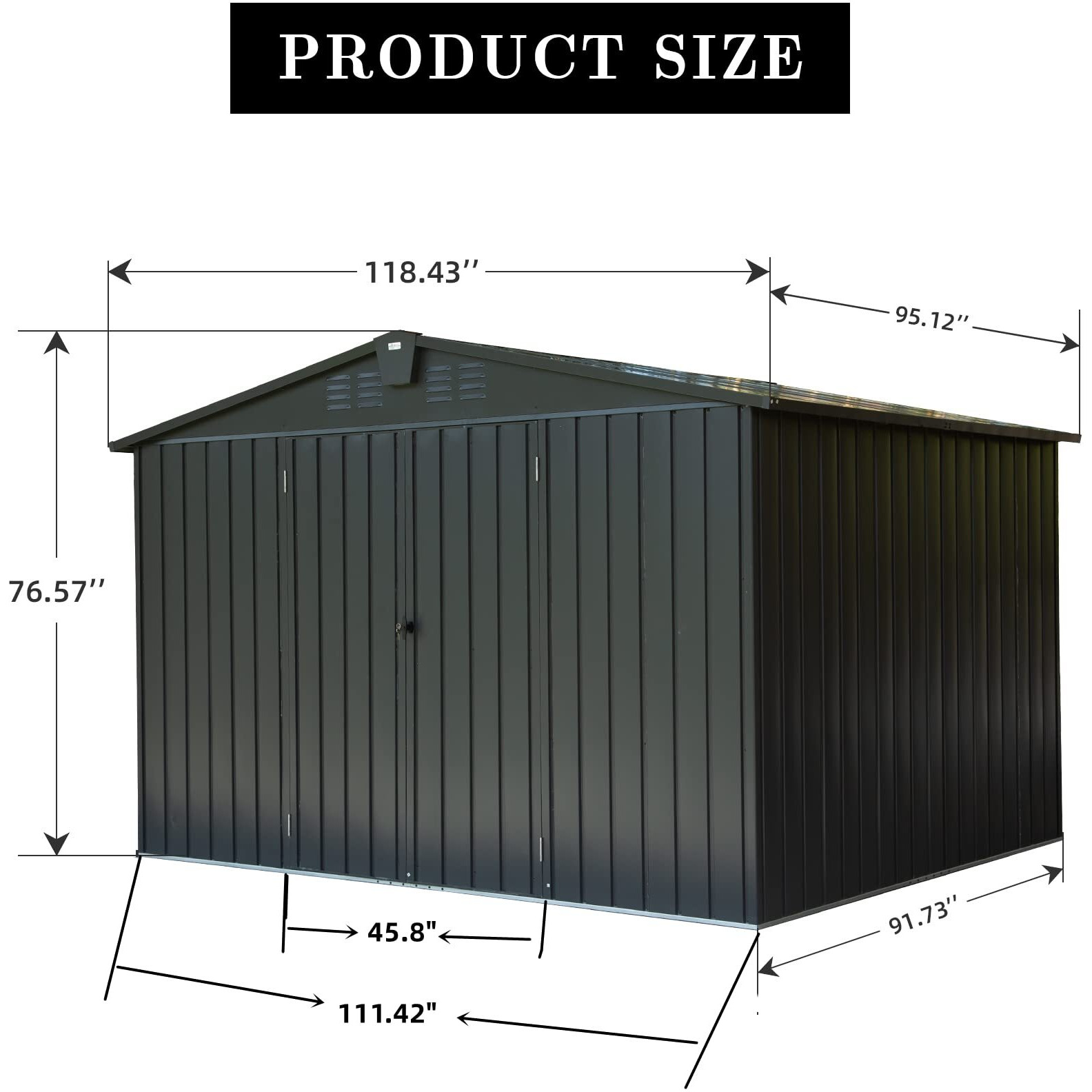 Domi Outdoor Storage Shed 10X8 Ft, Metal Tool Sheds Storage House With Lockable Double Door,Large Bike Shed Waterproof For Garden,Backyard,Lawn Dark Grey