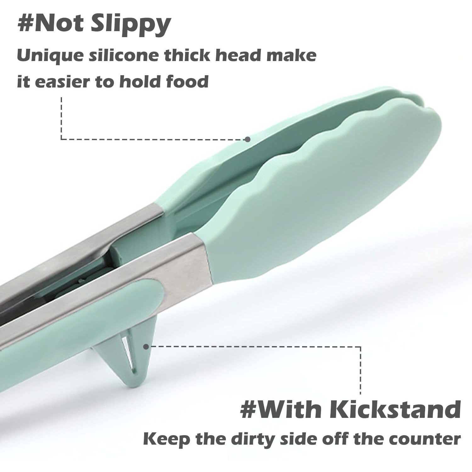 Kitchen Tongs For Cooking, 9 Inch Small Silicone Tongs, Food Grade Mini Serving Tongs With Silicone Tips, Set Of 3, Green
