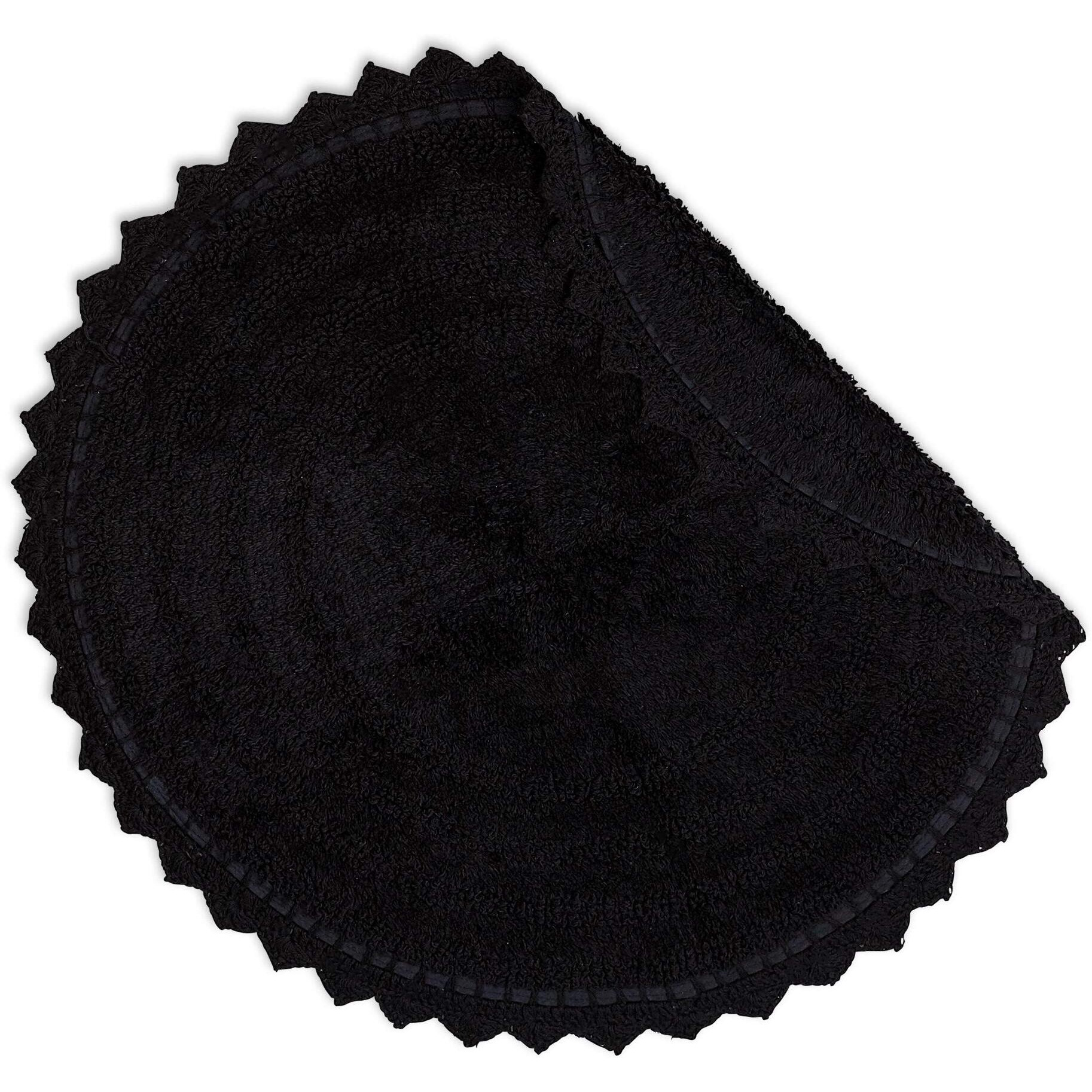 Dii Crochet Collection Reversible Bath Mat, Round, 27.5"" Diameter, Black