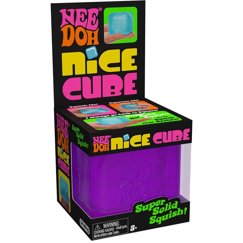 Schylling Needoh Nice Cube - Sensory Fidget Toy For Your Best Mellow And Chill - Square Shape With Groovy Goo Filling In Assorted Colors Blue Pink Purple - Age 3 To Adult - Pack Of 1 Random Color