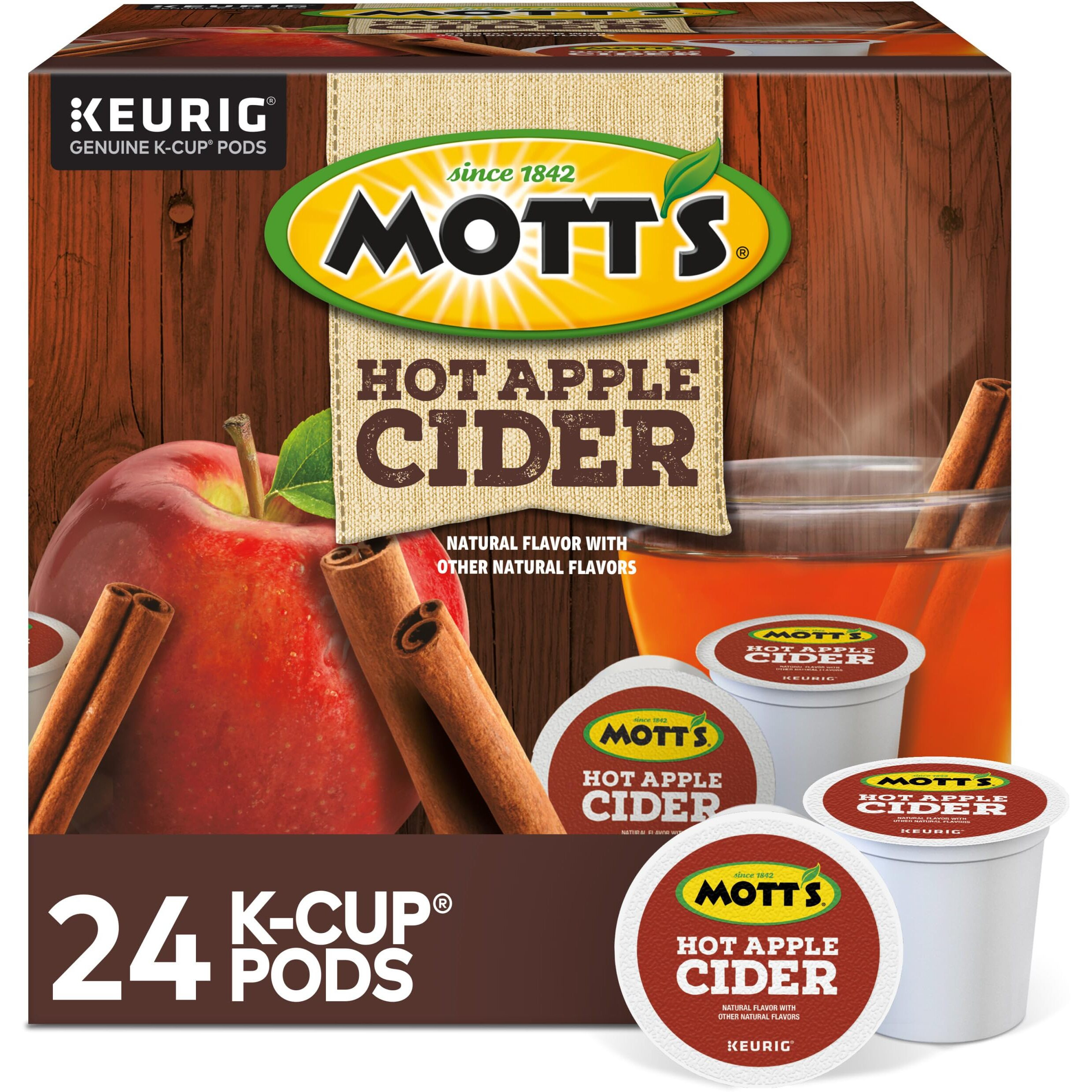 Keurig Mott's Hot Apple Cider, Keurig Single Serve K-Cup Pods, Flavored K Cups, 24 Count