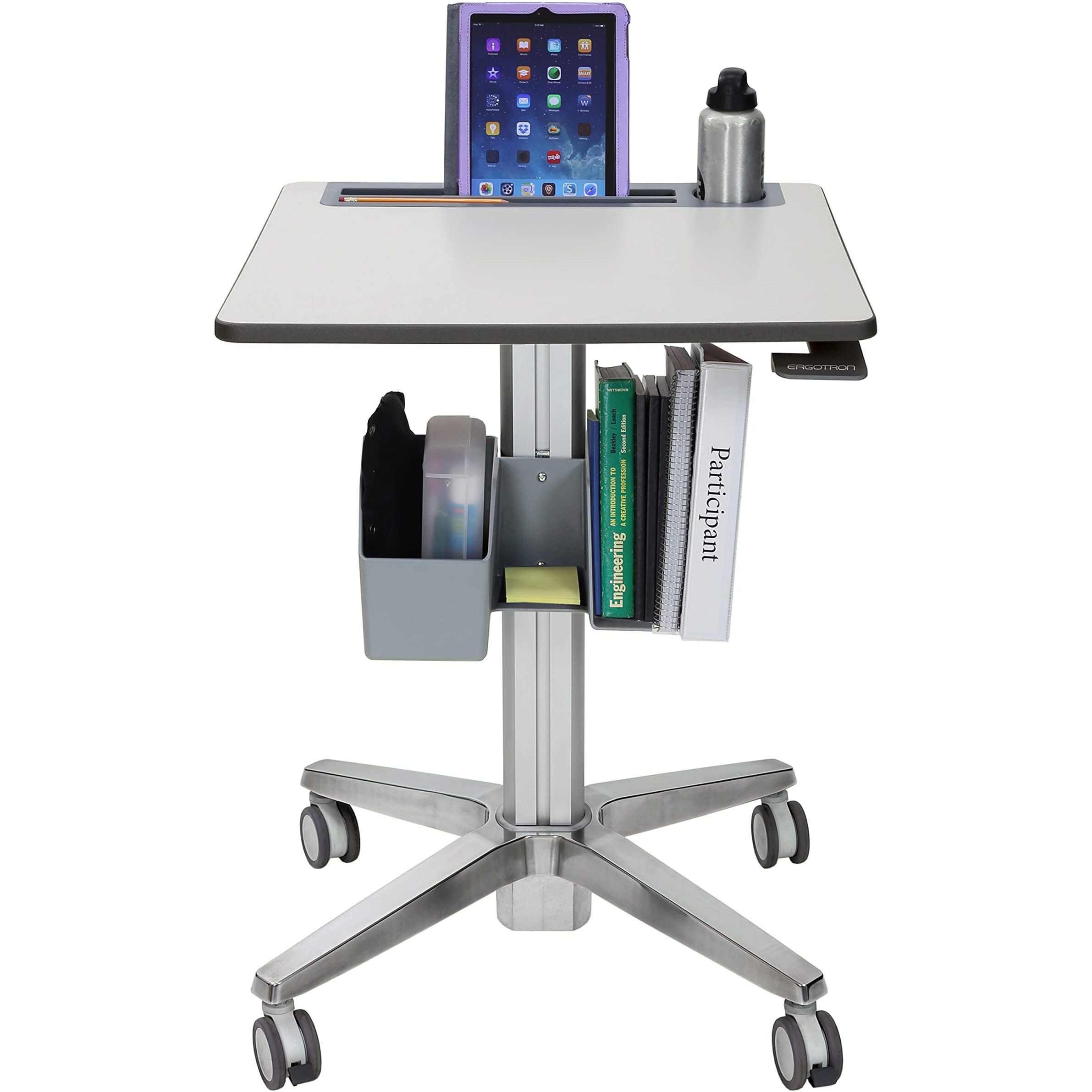 Ergotron - Learnfit Mobile Standing Desk, Adjustable Height Small Rolling Laptop Computer Sit Stand Desk With Wheels For Classroom, Office, Medical Or Home Use - Adjusts From 29 To 45 Inches - Grey