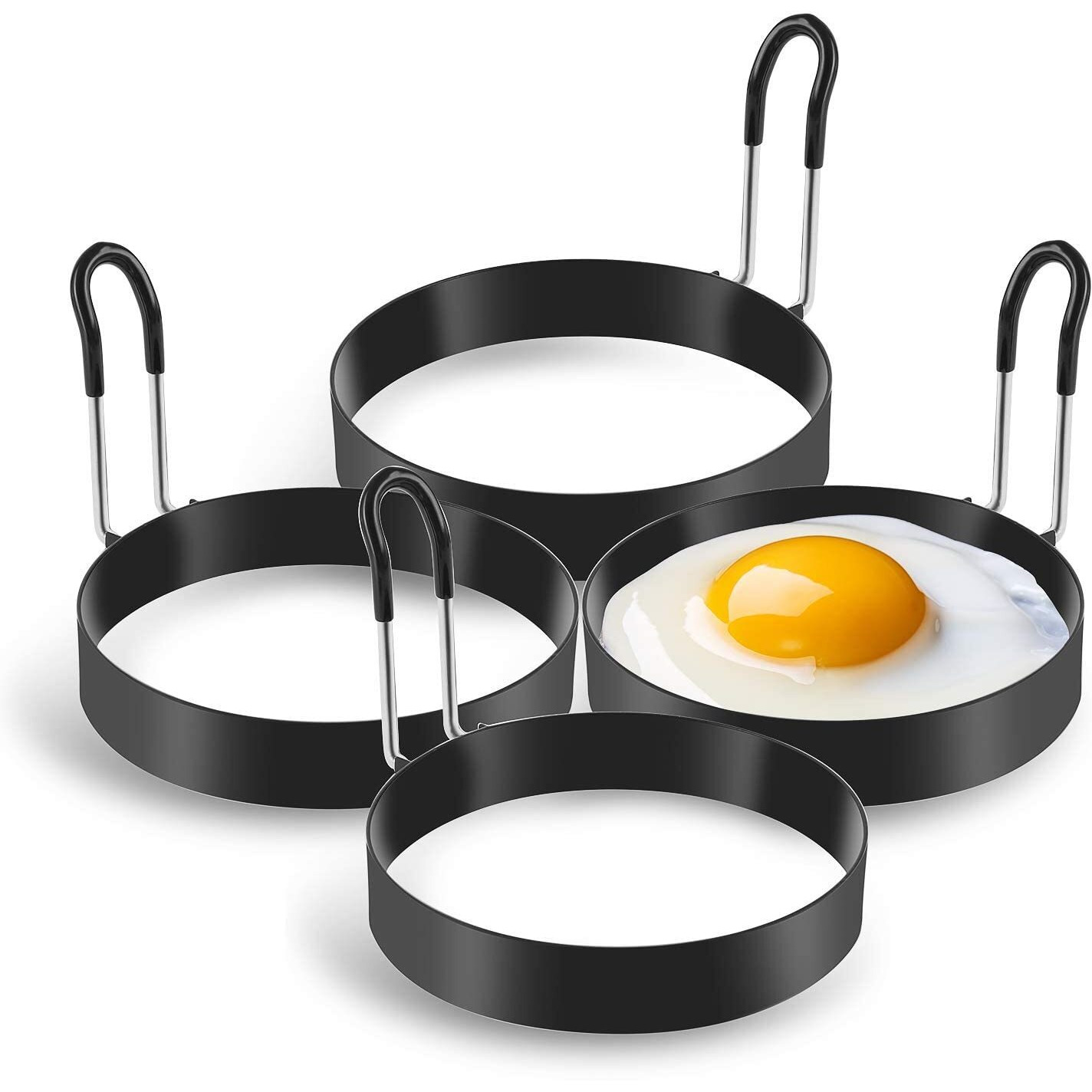 Eggs Rings, 4 Pack Stainless Steel Egg Cooking Rings, Pancake Mold For Frying Eggs And Omelet