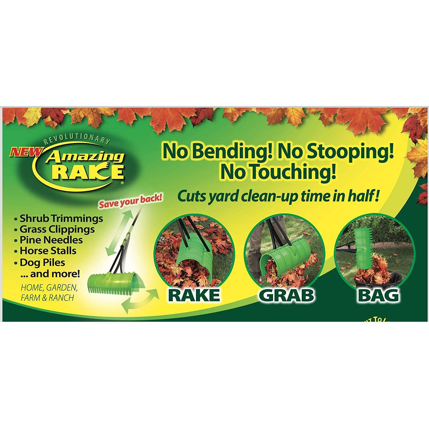 Amazing Rake Back Saving Garden Rake - Leaf Rakes For Gardening - Leaf Picker Upper - Heavy Duty Leaves Claw & Rakes Lawns Garden Tool - Easy Leaf & Grass Grabber Without Bending Over - Yellow