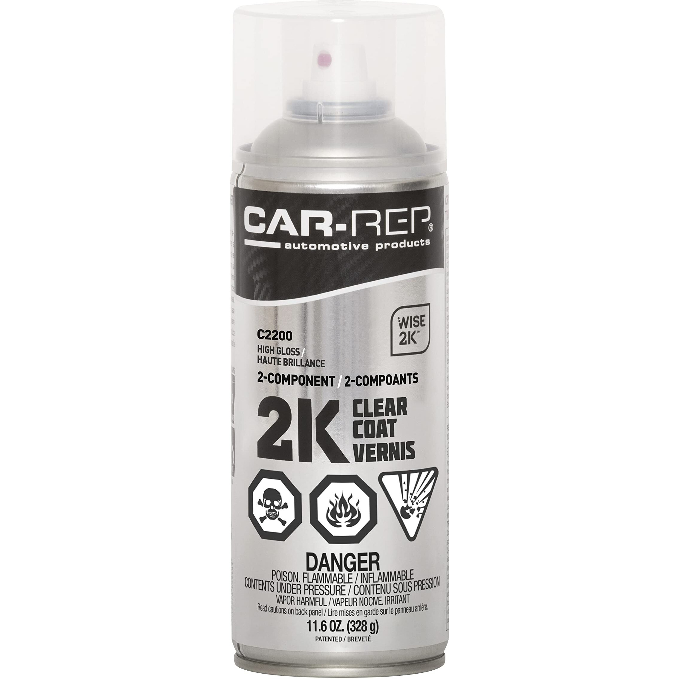 Car-Rep 2K Polyurethane Clear Coat With Wise 2K Technology, High Gloss, Easy Application, Unlimted Pot Life, 11Oz Aerosol Can