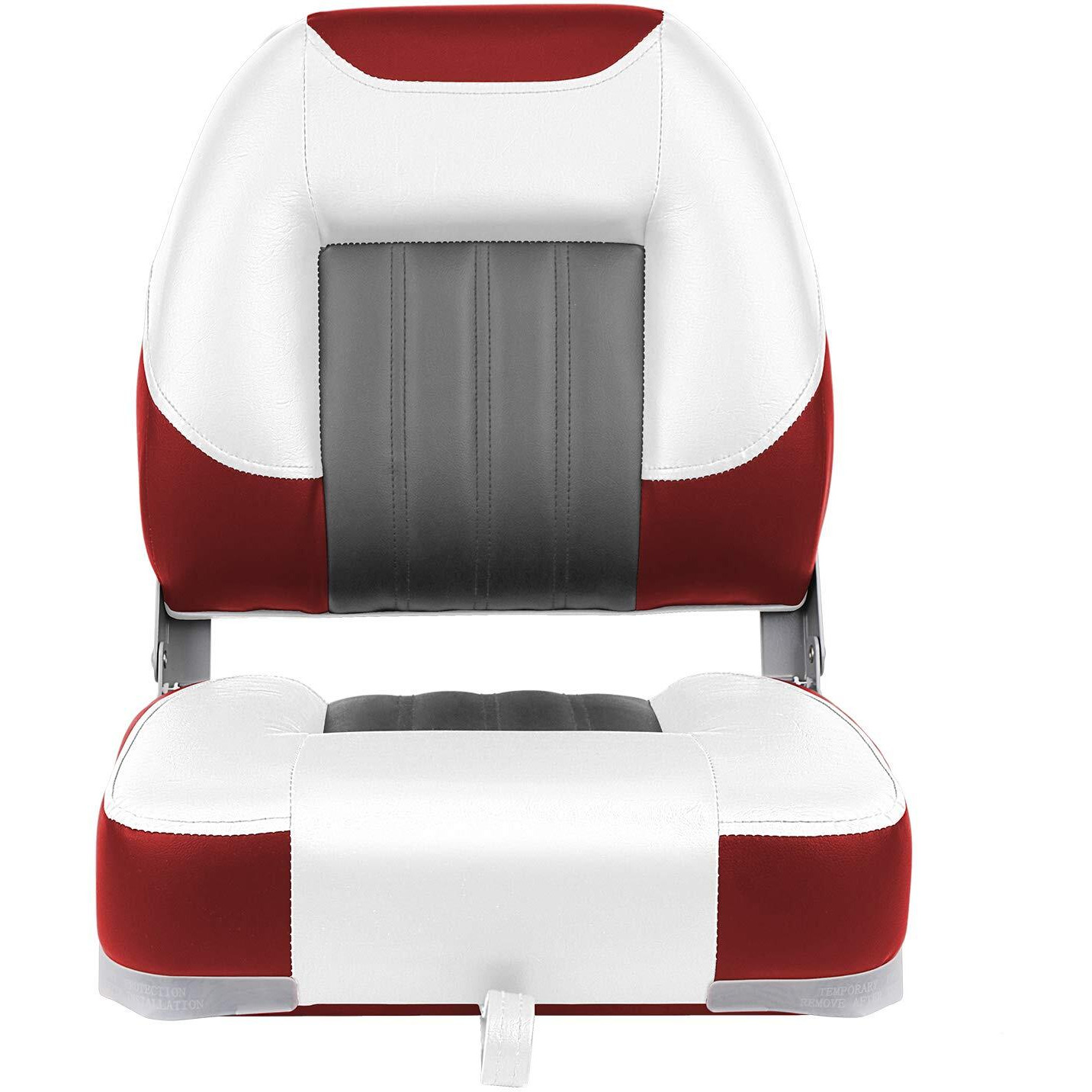 Xgear Deluxe Low Back Boat Seat, Fold-Down Fishing Boat Seat (2 Seats) (White/Grey/Red)