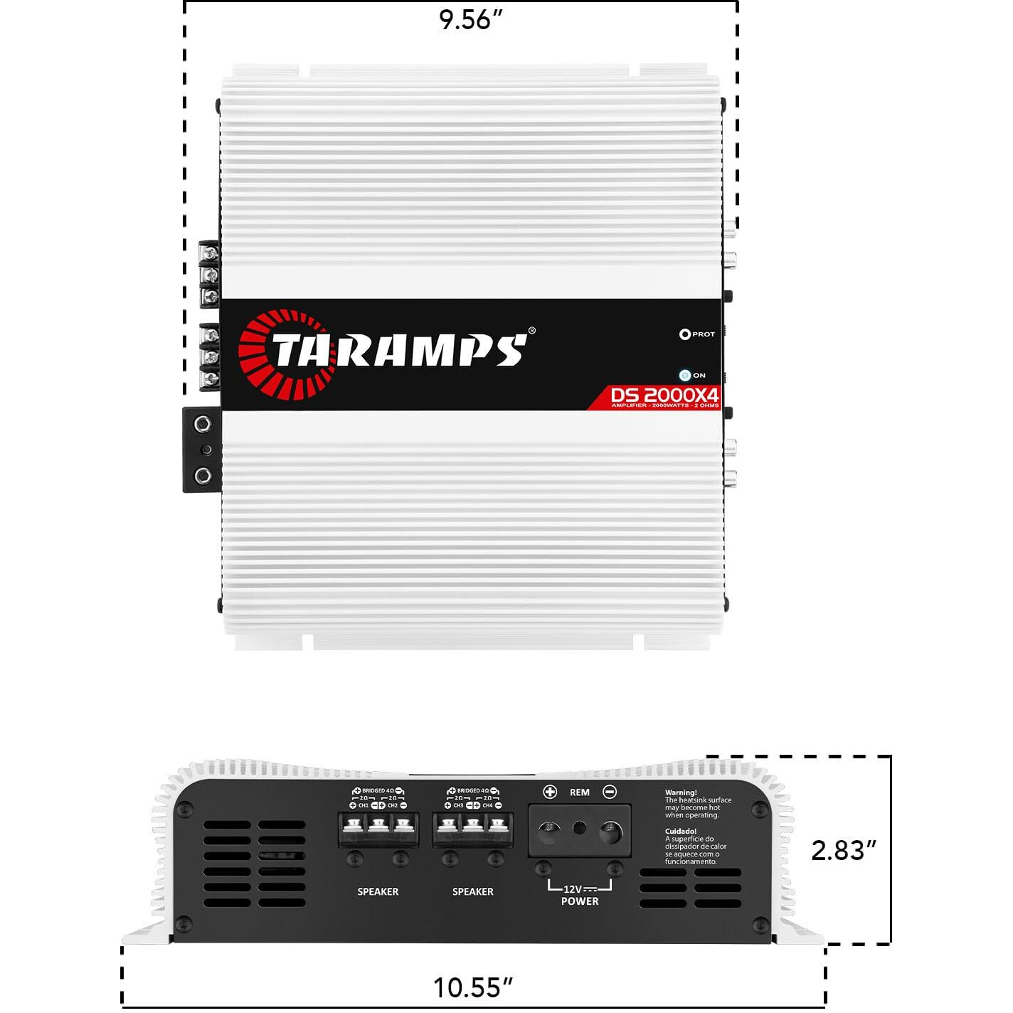 Taramps Ds 2000X4 2 Ohms 2000 Watts Rms 4-Channel 500X4 Watts Rms, Class D Full Range, Crossover High / Low Pass Fixed Bridgedable Car Audio Amplifier