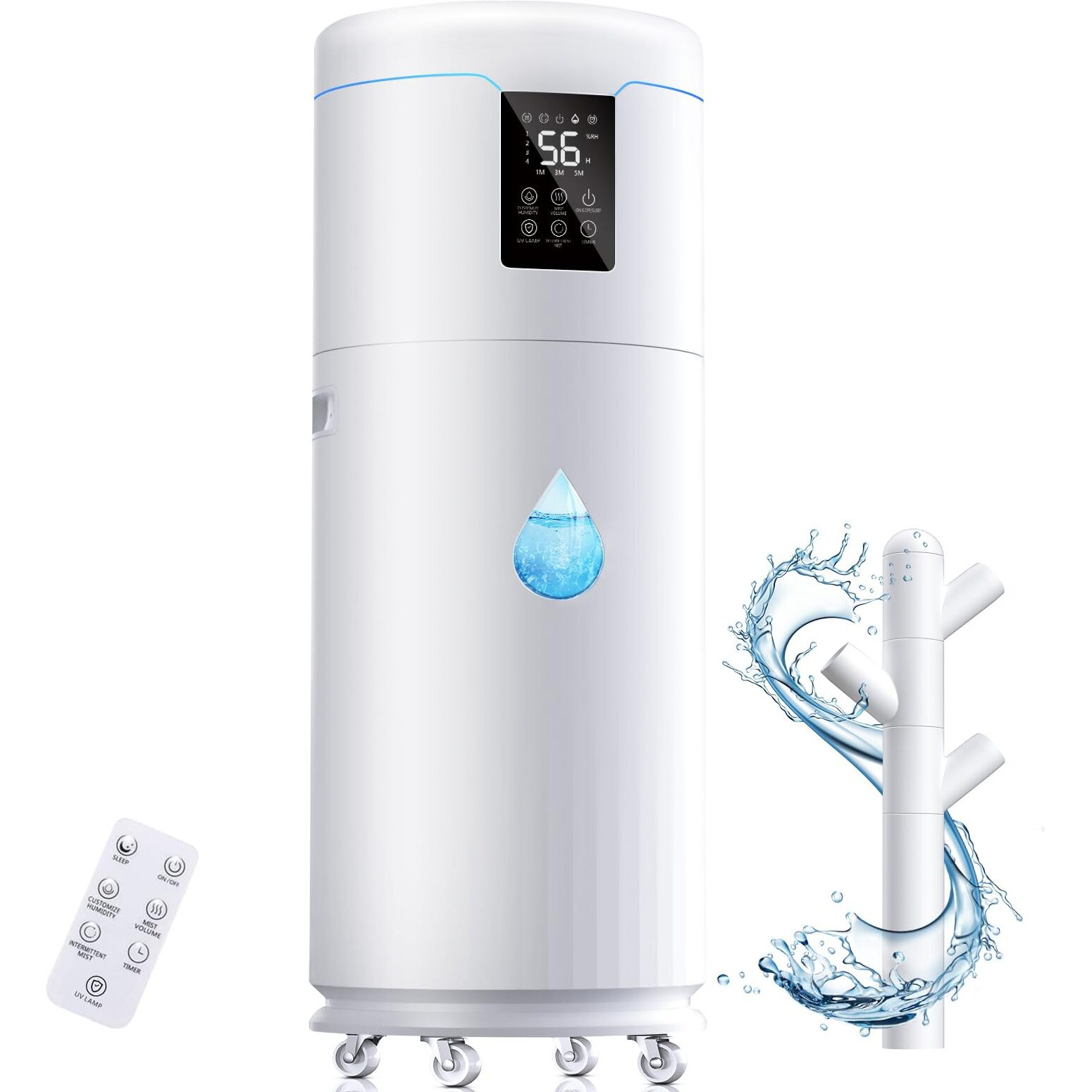 17L/4.5Gal Ultra Large Humidifiers For Bedroom 2000 Sq Ft, Quiet Humidifiers For Large Room, Tower Humidifier With 4 Mist Mode & Extension Tube For Home School Office Commercial Greenhouse Plants