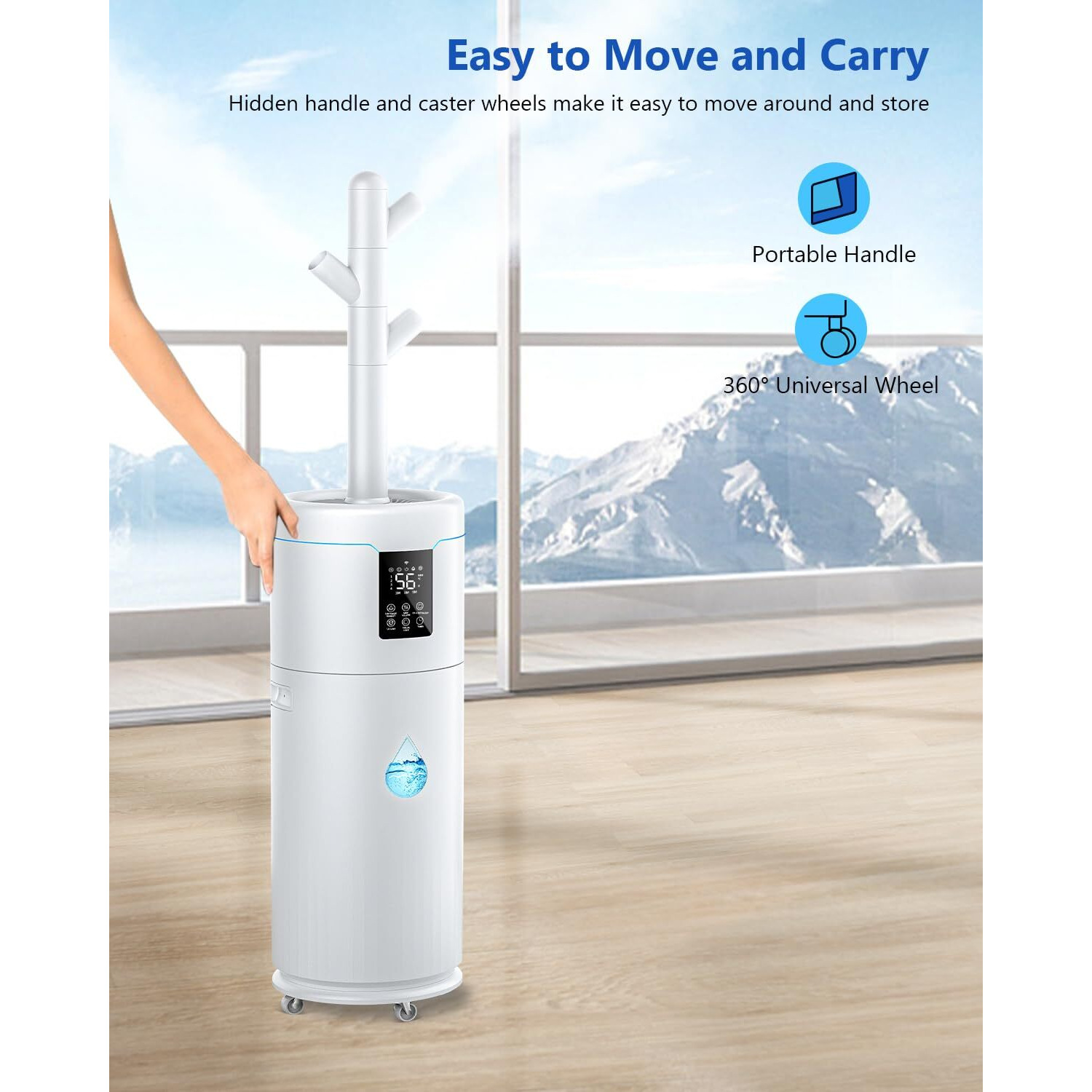17L/4.5Gal Ultra Large Humidifiers For Bedroom 2000 Sq Ft, Quiet Humidifiers For Large Room, Tower Humidifier With 4 Mist Mode & Extension Tube For Home School Office Commercial Greenhouse Plants