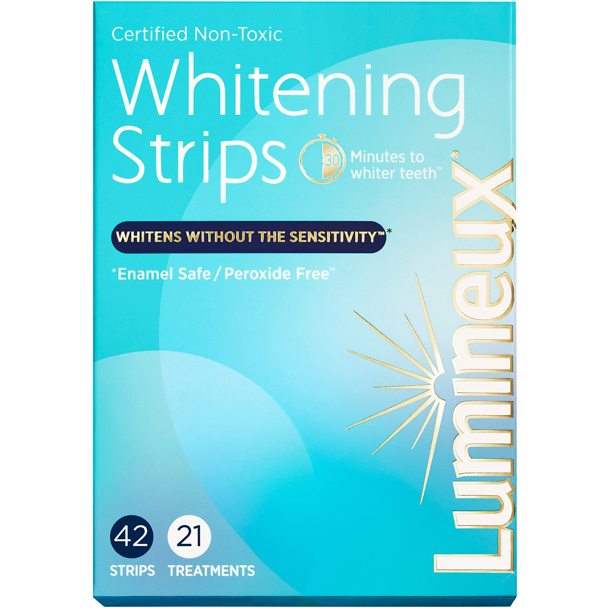 Lumineux Teeth Whitening Strips 21 Treatments - Peroxide Free - Enamel Safe For Whiter Teeth - Whitening Without The Sensitivity - Dentist Formulated And Certified Non-Toxic - Sensitivity Free