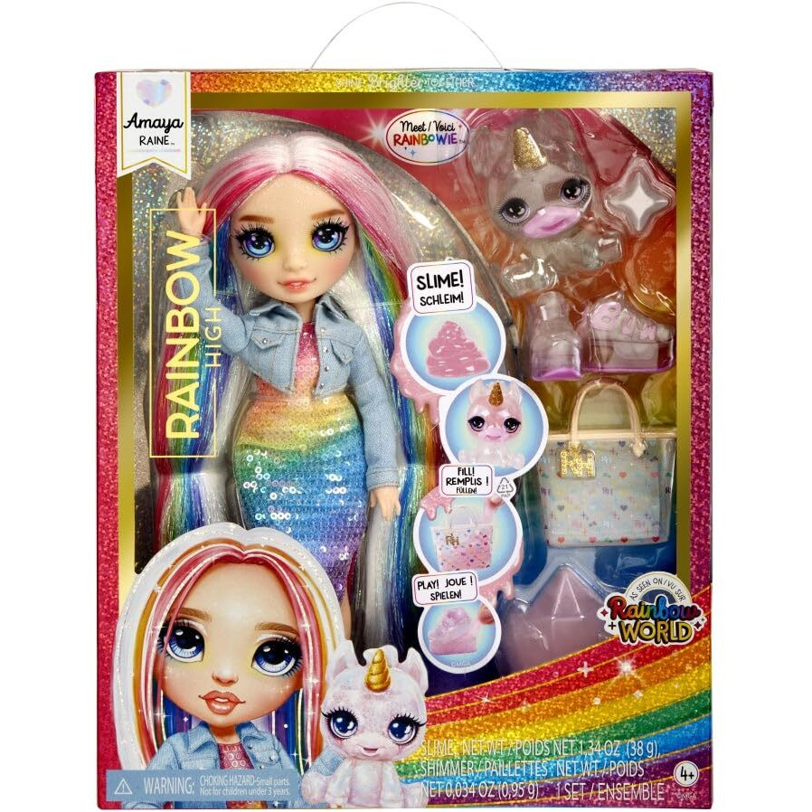 Rainbow High Fashion Doll With Slime Kit & Mascote - Amaya (Rainbow) - 28Cm Twinkle Doll With Shining Deer, Magic Pet And Fashion Accessories - Children's Toy - Ages 4-12 Years