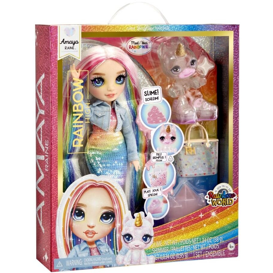 Rainbow High Fashion Doll With Slime Kit & Mascote - Amaya (Rainbow) - 28Cm Twinkle Doll With Shining Deer, Magic Pet And Fashion Accessories - Children's Toy - Ages 4-12 Years