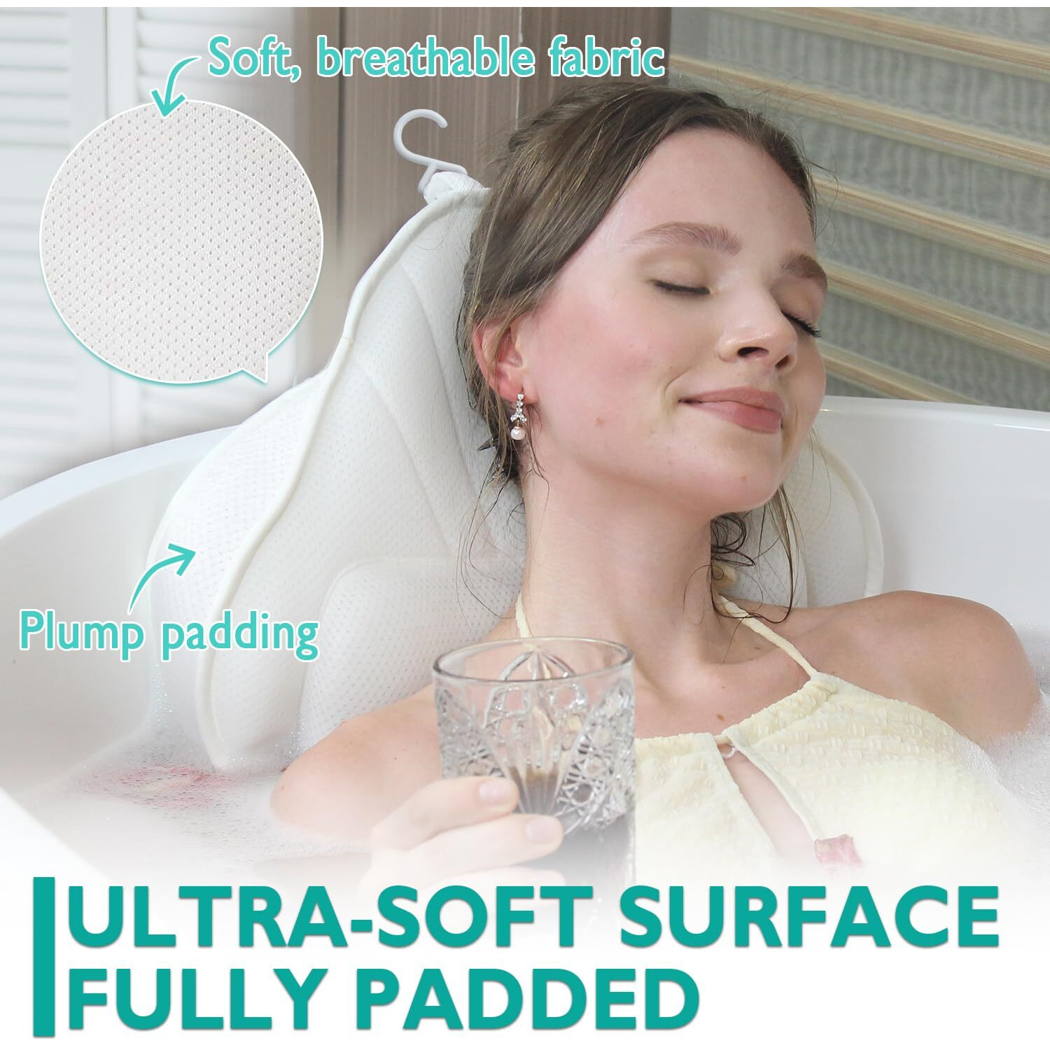 Poemland Luxury Thick Full Body Bath Pillows Mat & Cushion For Bathtub Headrest Neck Shoulder Support Comfort Relaxation Spa Accessories Perfect For A Spa Soak In Bathtub (White)