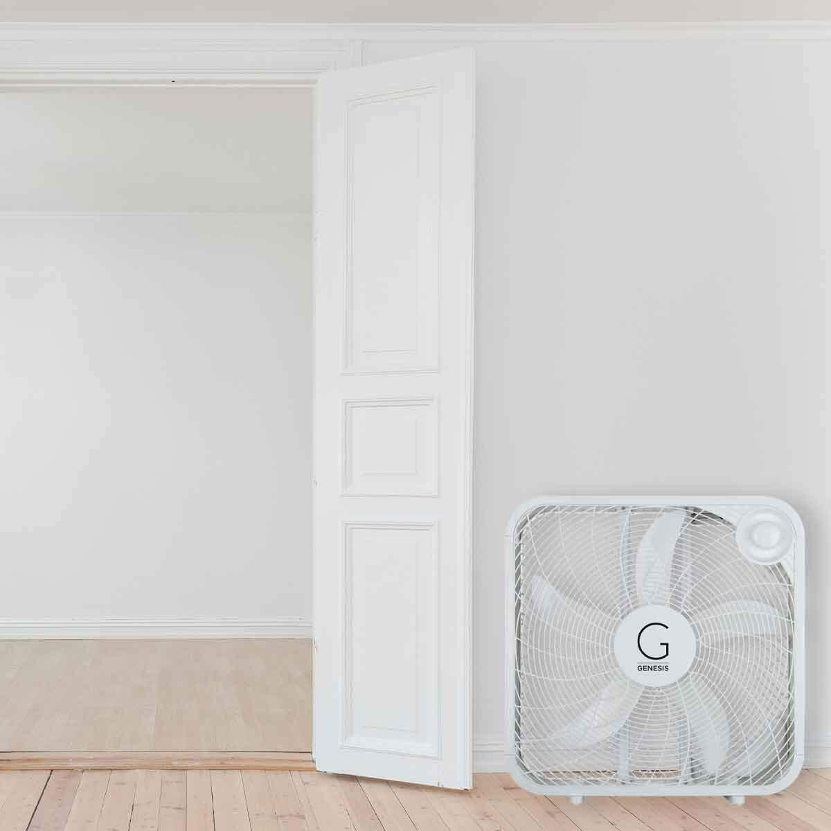 Genesis 20"" Box Fan, 3 Settings, Max Cooling Technology, Carry Handle, White (G20Box-Wht)