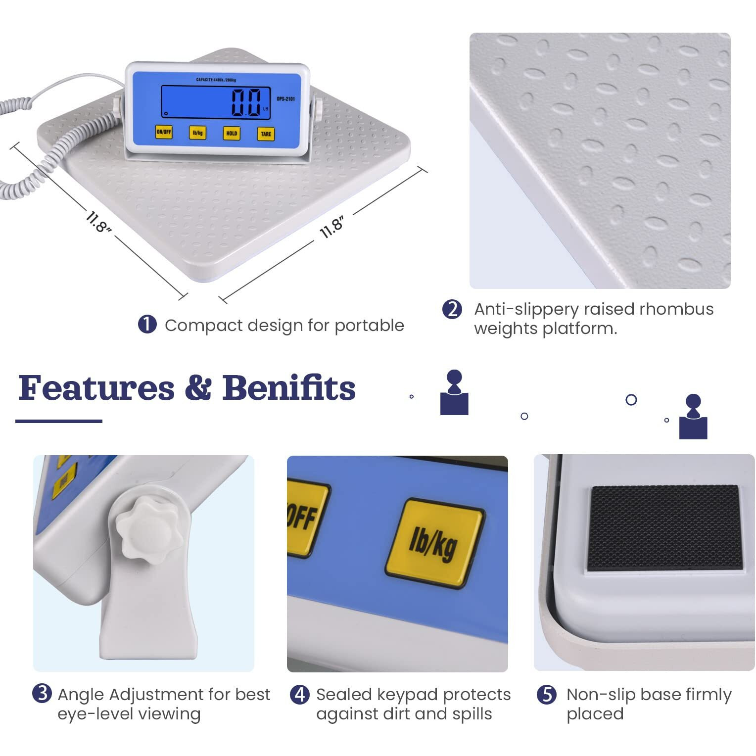 Tetuga Medical Scale - Heavy Duty 440 Lb High Capacity Wrestling Scale For Body Weight With Easy To Read Lcd Display Physician Scale, Professional Medical Grade Scale For Doctor Home Gym Office