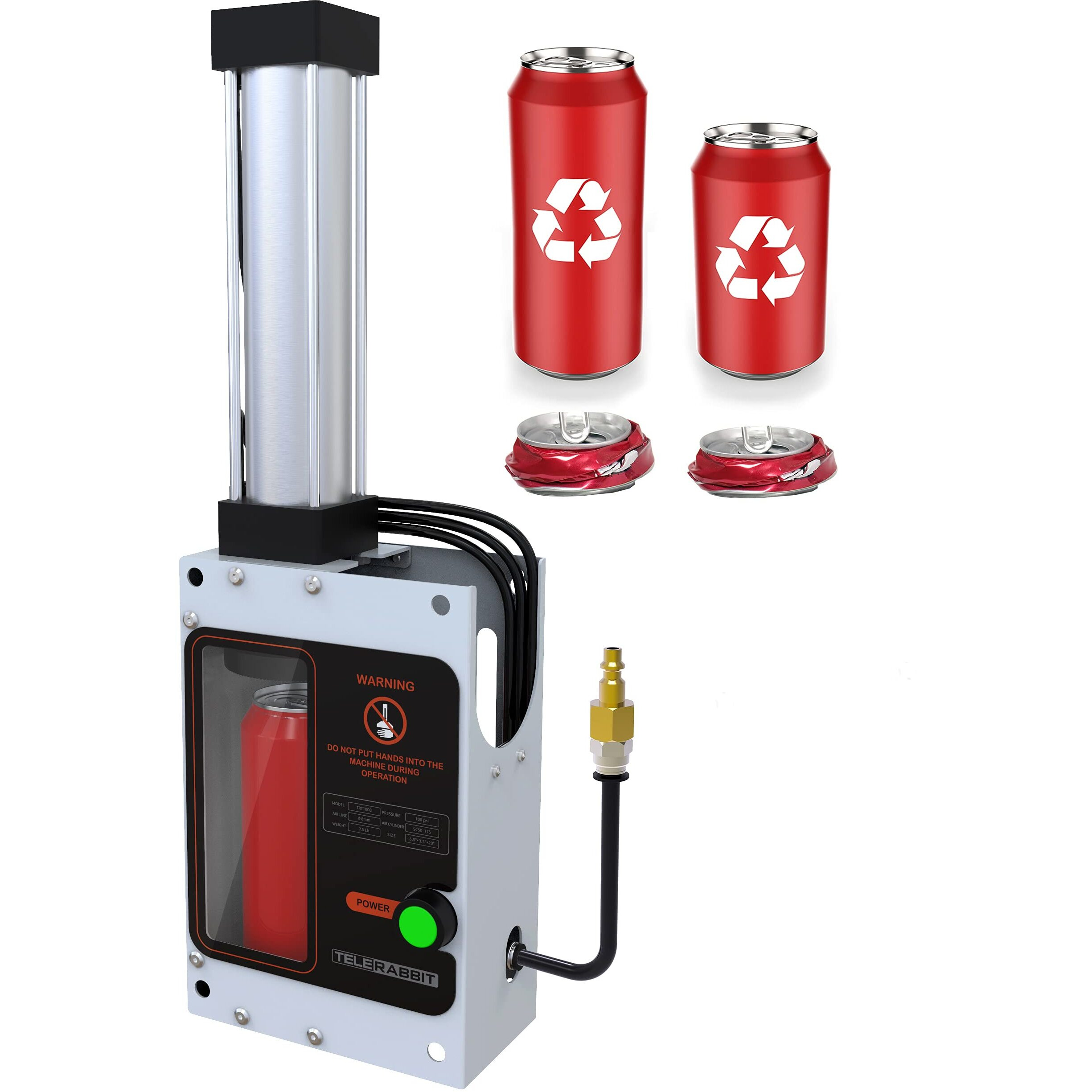 12Oz/16Oz Pneumatic Can Crusher, Aluminum Can Crusher For Recycling, Wall Mounted Can Smasher, Automatic Discharge After Crushed, Safe And Efficient Recycling Tools.