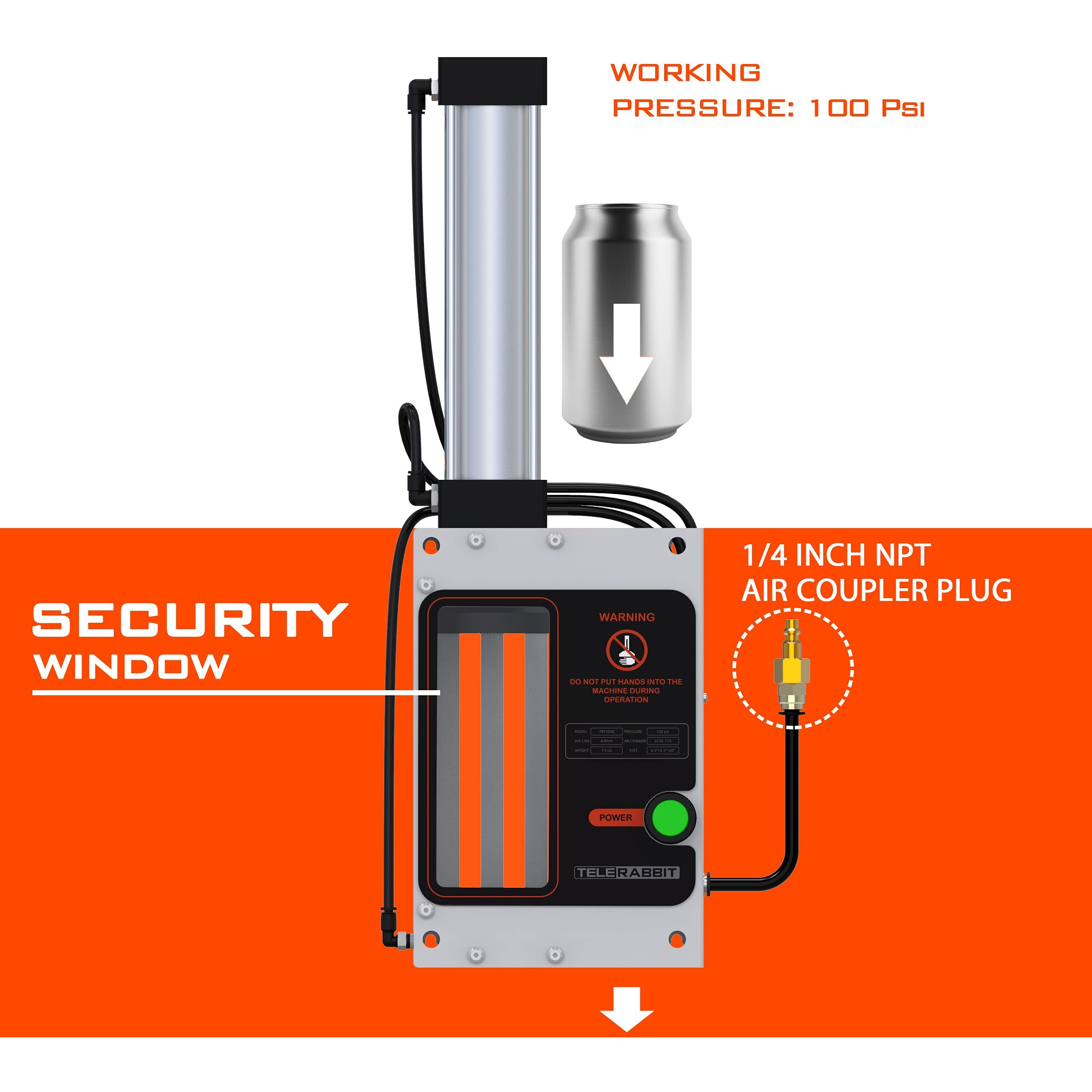 12Oz/16Oz Pneumatic Can Crusher, Aluminum Can Crusher For Recycling, Wall Mounted Can Smasher, Automatic Discharge After Crushed, Safe And Efficient Recycling Tools.