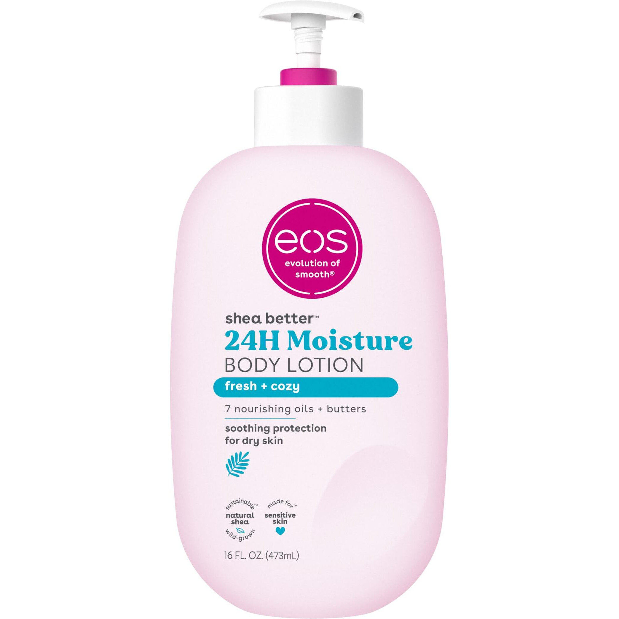 Eos Shea Better Body Lotion- Fresh & Cozy, 24-Hour Moisture Skin Care, Lightweight & Non-Greasy, Made With Natural Shea, Vegan, 16 Fl Oz (Pack Of 1)