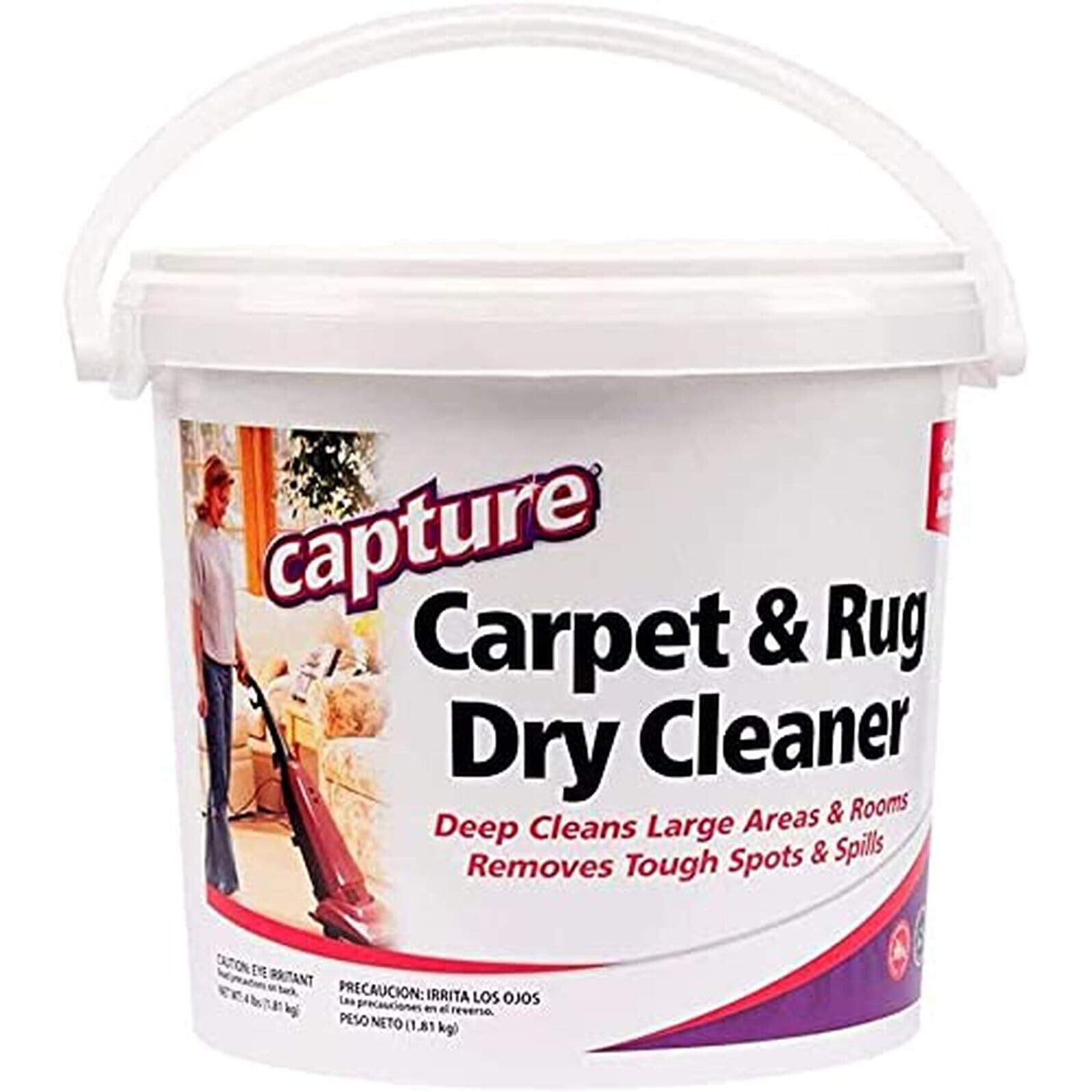 Capture Carpet & Rug Dry Cleaner W/Resealable Lid - Home, Car, Dogs & Cats Pet Carpet Cleaner Solution - Strength Odor Eliminator, Stains Spot Remover, Non Liquid & No Harsh Chemical (4 Pound)