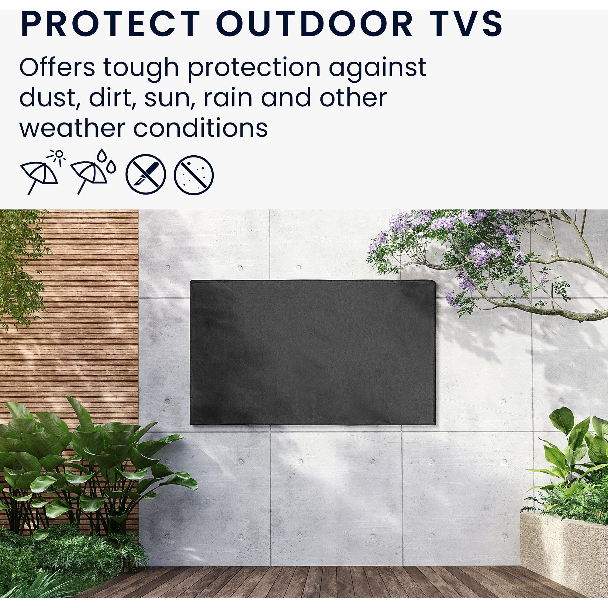 Kwmobile Outdoor Tv Cover For 55"" Tv - Weatherproof Dustproof Tv Screen Protector - Black