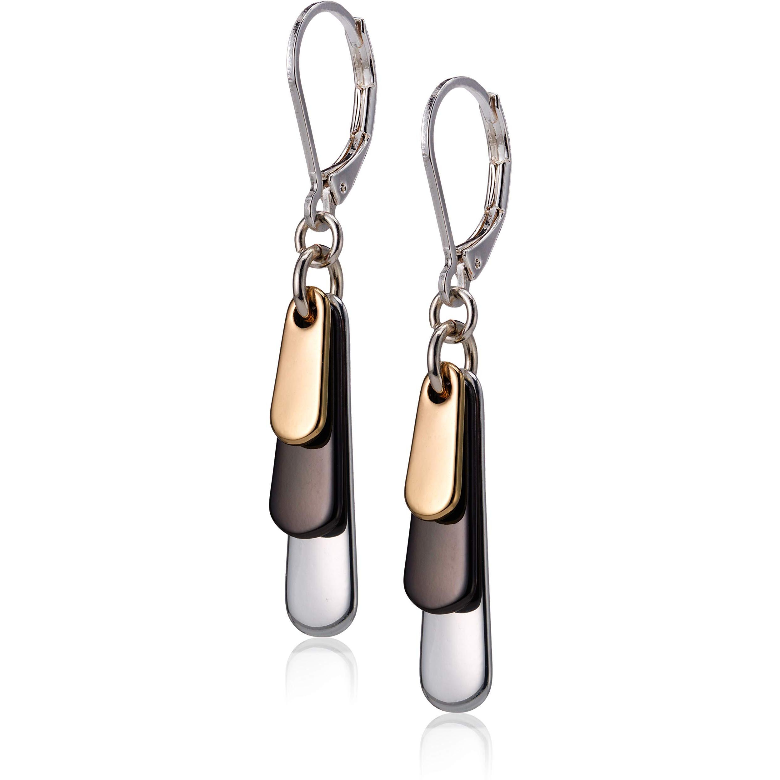 Nine West "&quotMetal Motion"" Tri-Tone Shaky Drop Earrings, Multi