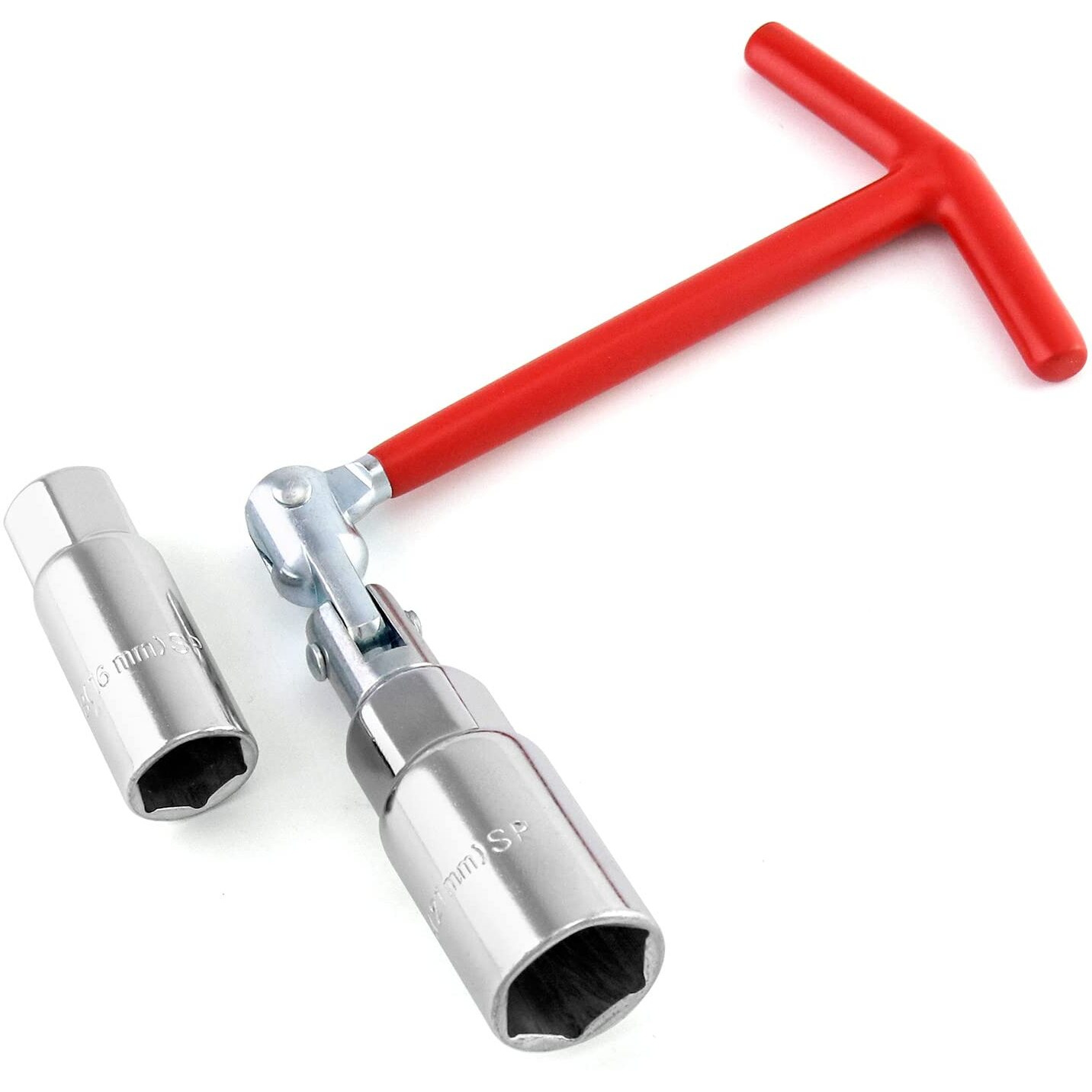 Qwork Spark Plug Socket Wrench, Universal,T-Handle, 6Mm (5/8"") & 21Mm (13/16"") Remover Installer