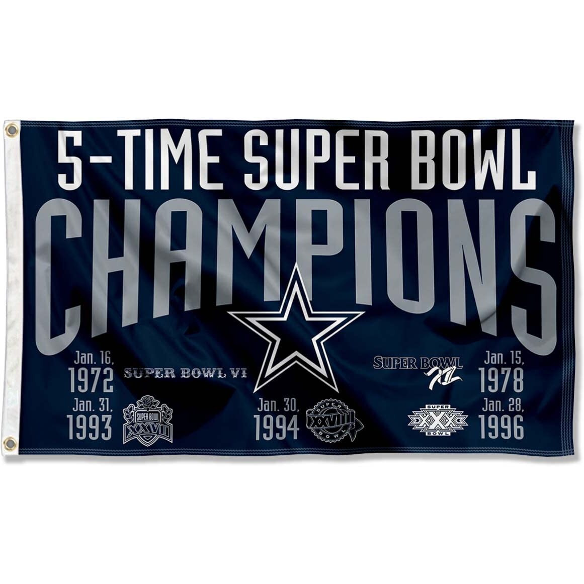 Wincraft Dallas Cowboys 5X And 5 Time Super Bowl Champions Flag Outdoor Indoor 3X5 Foot Banner