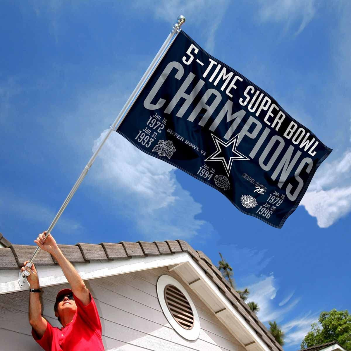 Wincraft Dallas Cowboys 5X And 5 Time Super Bowl Champions Flag Outdoor Indoor 3X5 Foot Banner
