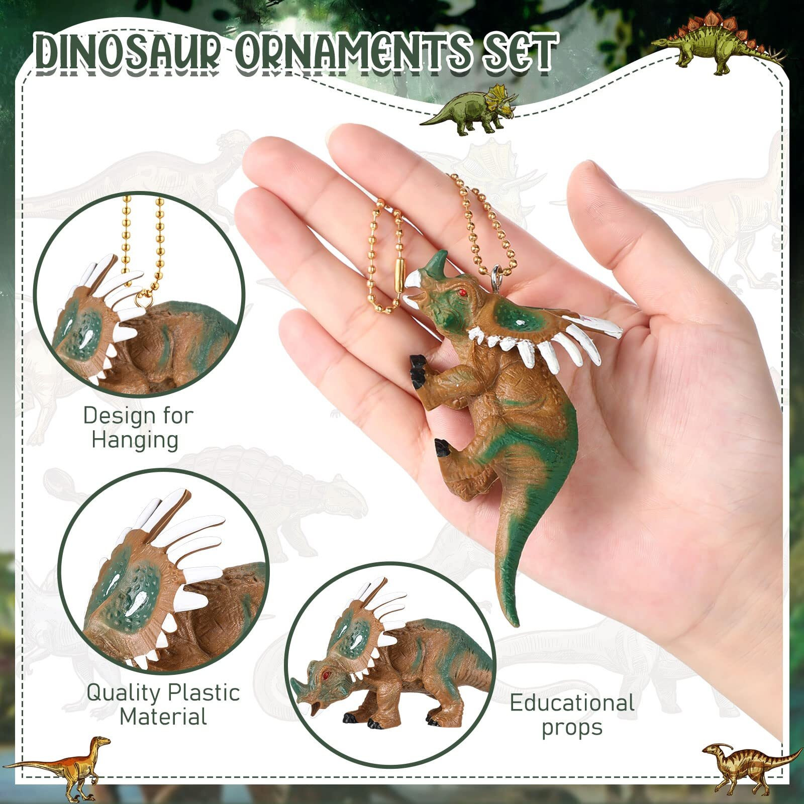 12 Pcs Dinosaur Christmas Ornament Set Assorted Dinosaur Ornament Kids Ornaments For Christmas Tree Plastic Dinosaur Ornaments For Christmas Tree Hanging Dinosaur Xmas Tree Ornaments (Cute Style)