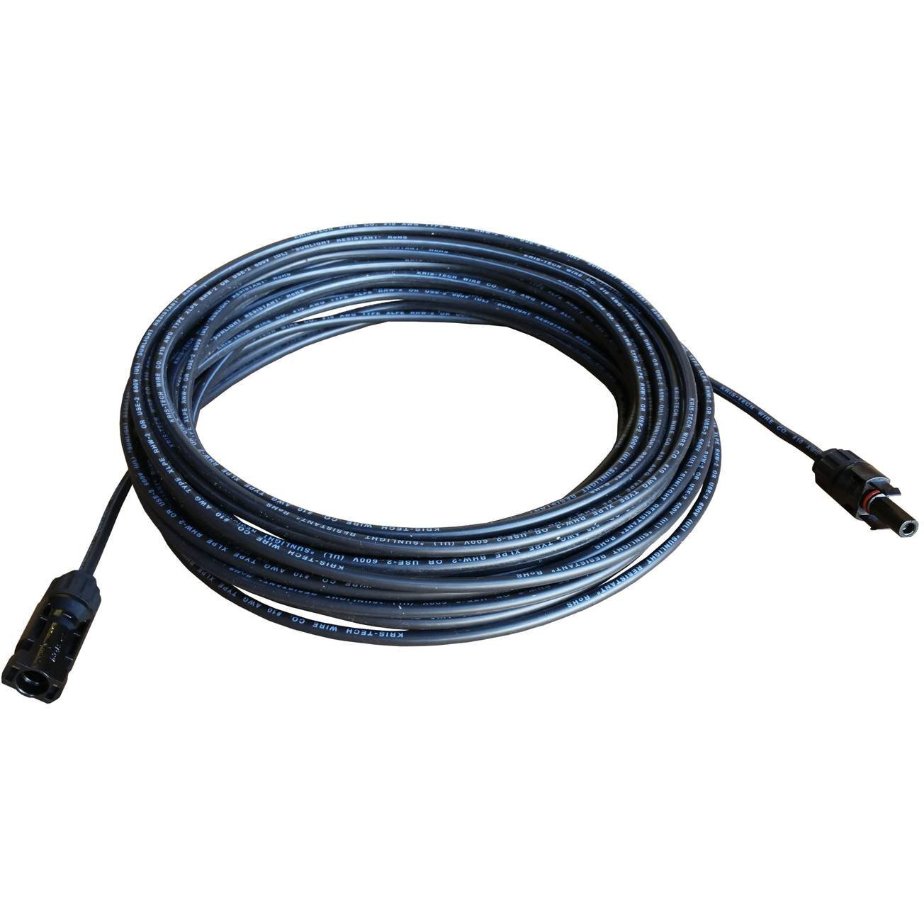 Windynation 10 Gauge 10 Awg Pair 30 Feet Black + 30 Feet Red Solar Panel Extension Cable Wire Solar Connectors