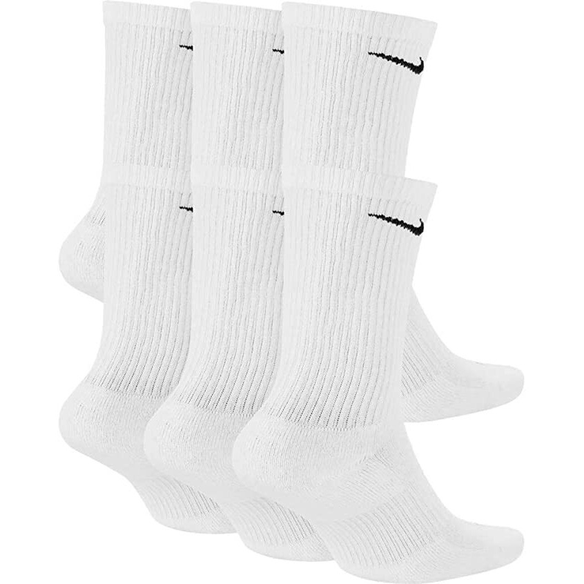 Nike Men's Dri-Fit Everydayplus Cushioned Crew Socks | Cotton (Everydayplus, White, Large, 6 Pairs)