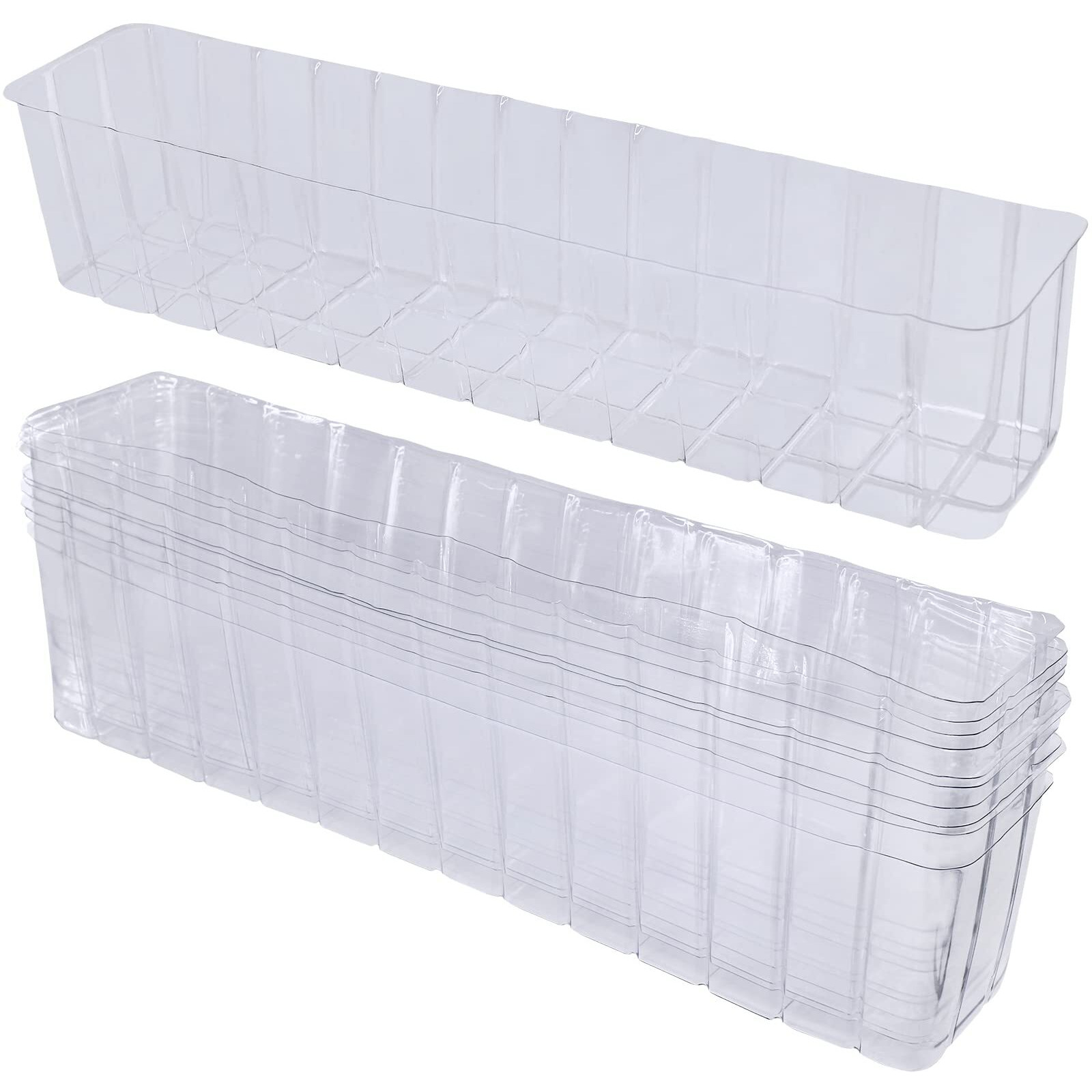 10 Pcs Plastic Planter Liners Clear Rectangular Plastic Liners For Flower Box Planter Window Box Planter 16.2"" L X 3"" W X 3.5"" H For Indoor Outdoor Flower Arrangement Succulent Garden Windowsill Decor