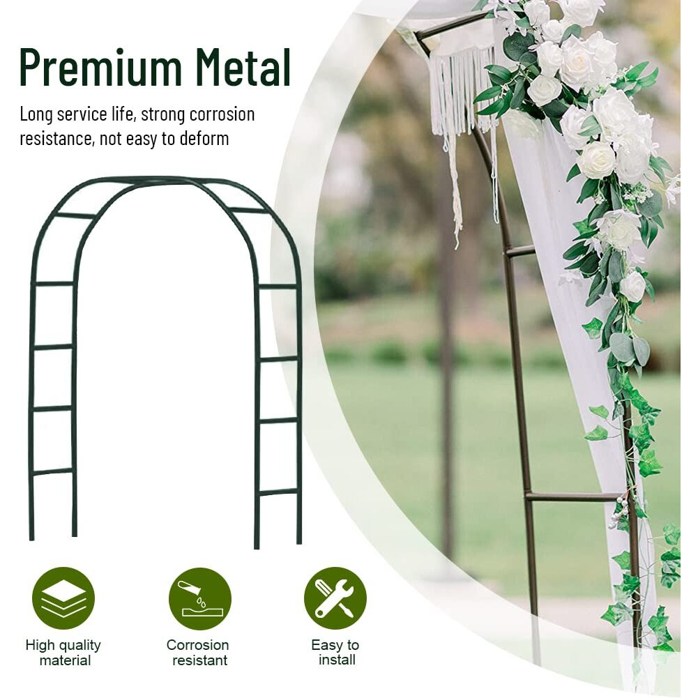 Zhisheng Garden Arbors,7.9Ft Metal Garden Arbors Green Wedding Arch For Climbing Plant Outdoor Wedding Christmas Party Decoration,240Cm
