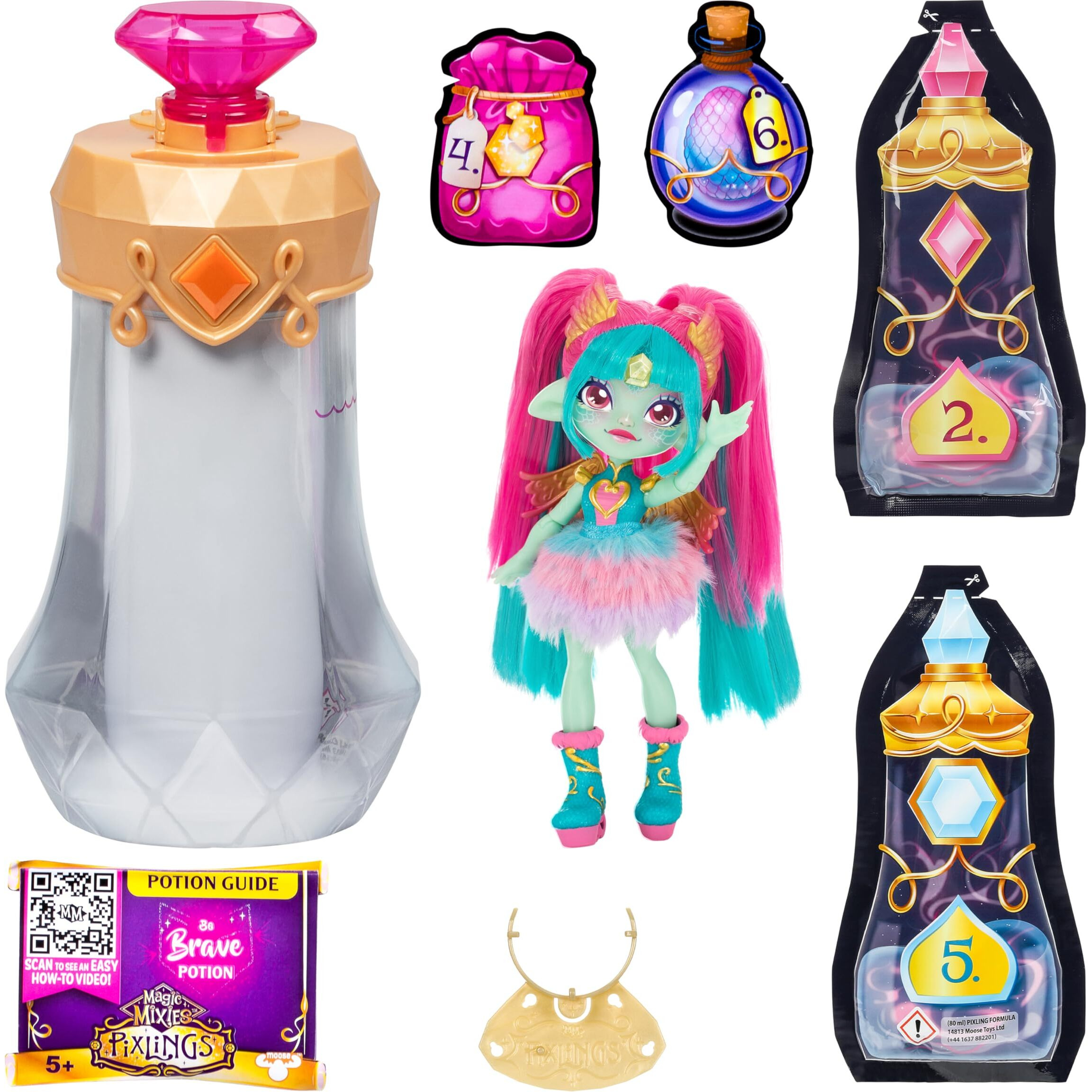 Magic Mixies Amber Dragon Pixling. Magically Reveal A 6.5"" Pixling Doll Inside A Potion Bottle Mix A Magic Potion To Create Your Pixling.