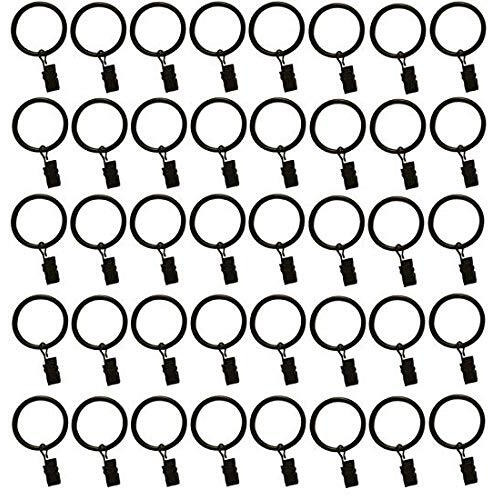 Tejatan - 2 Inch - Set Of 40 - Metal Curtain Rings With Clips And Eyelets - Tejatan (Also Known As Rings With Curtain Clips/Curtain Clip Rings/Drapery Rings)