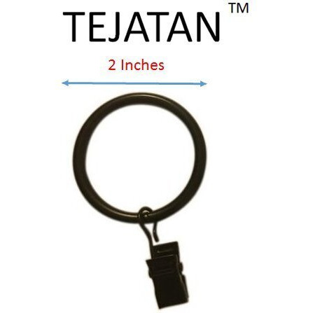 Tejatan - 2 Inch - Set Of 40 - Metal Curtain Rings With Clips And Eyelets - Tejatan (Also Known As Rings With Curtain Clips/Curtain Clip Rings/Drapery Rings)