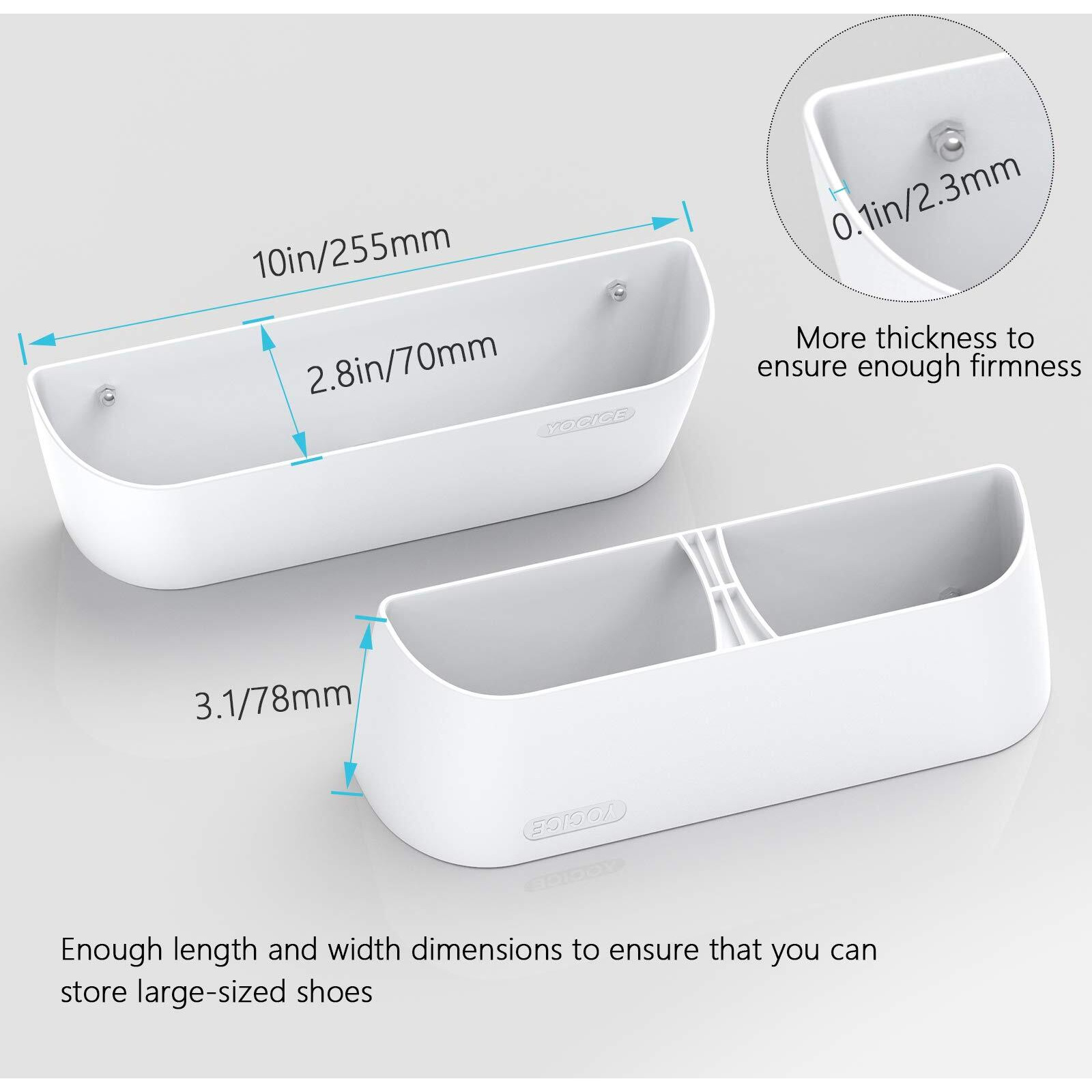 Yocice Wall Mounted Shoes Rack 4Pack With Sticky Hanging Strips, Plastic Shoes Holder Storage Organizer,Door Shoe Hangers (Sm03-White-4)