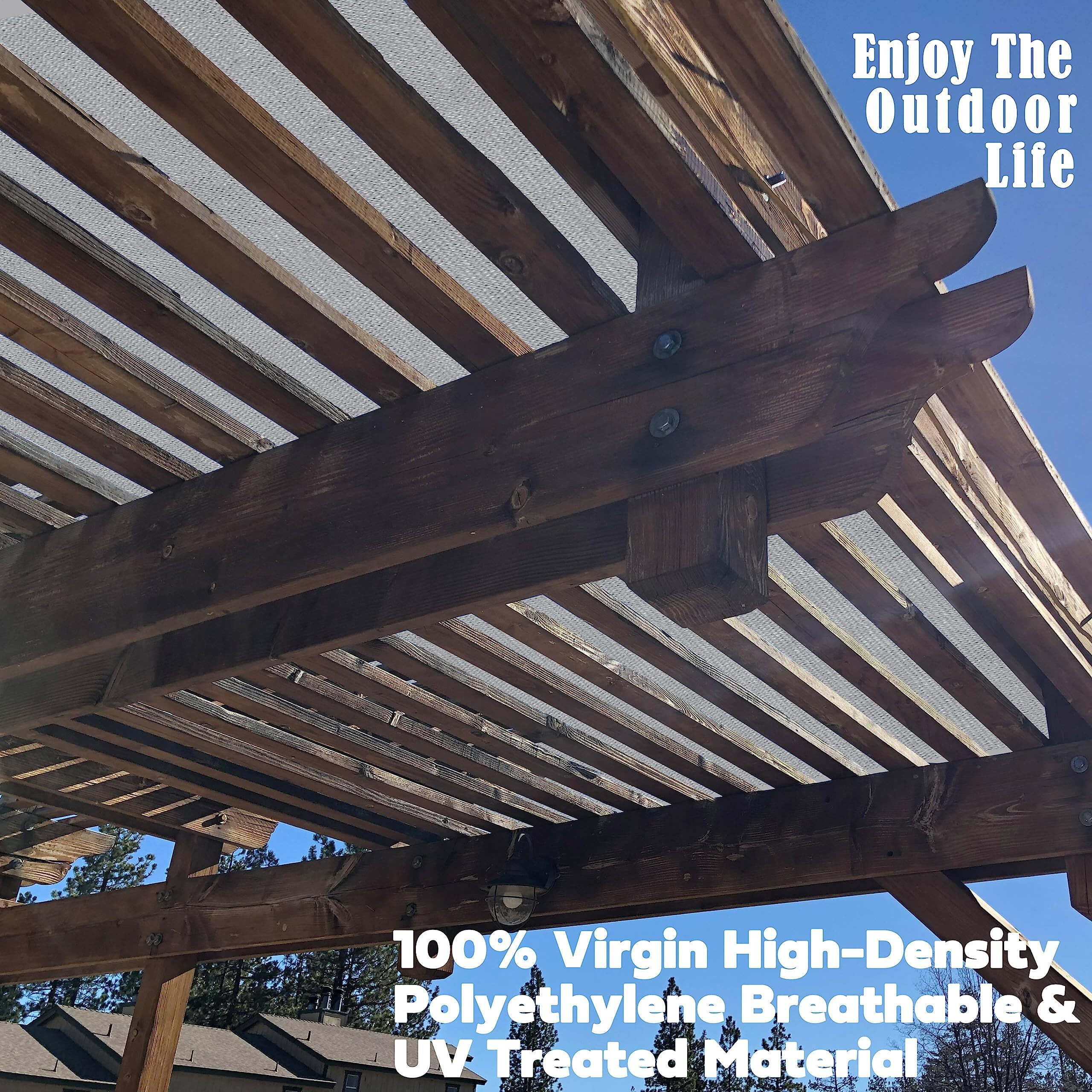 Alion Home Outdoor Pergola Sun Shade Cover Cloth Patio Canopy Hdpe Permeable With Grommets (8' X 10', Grey)