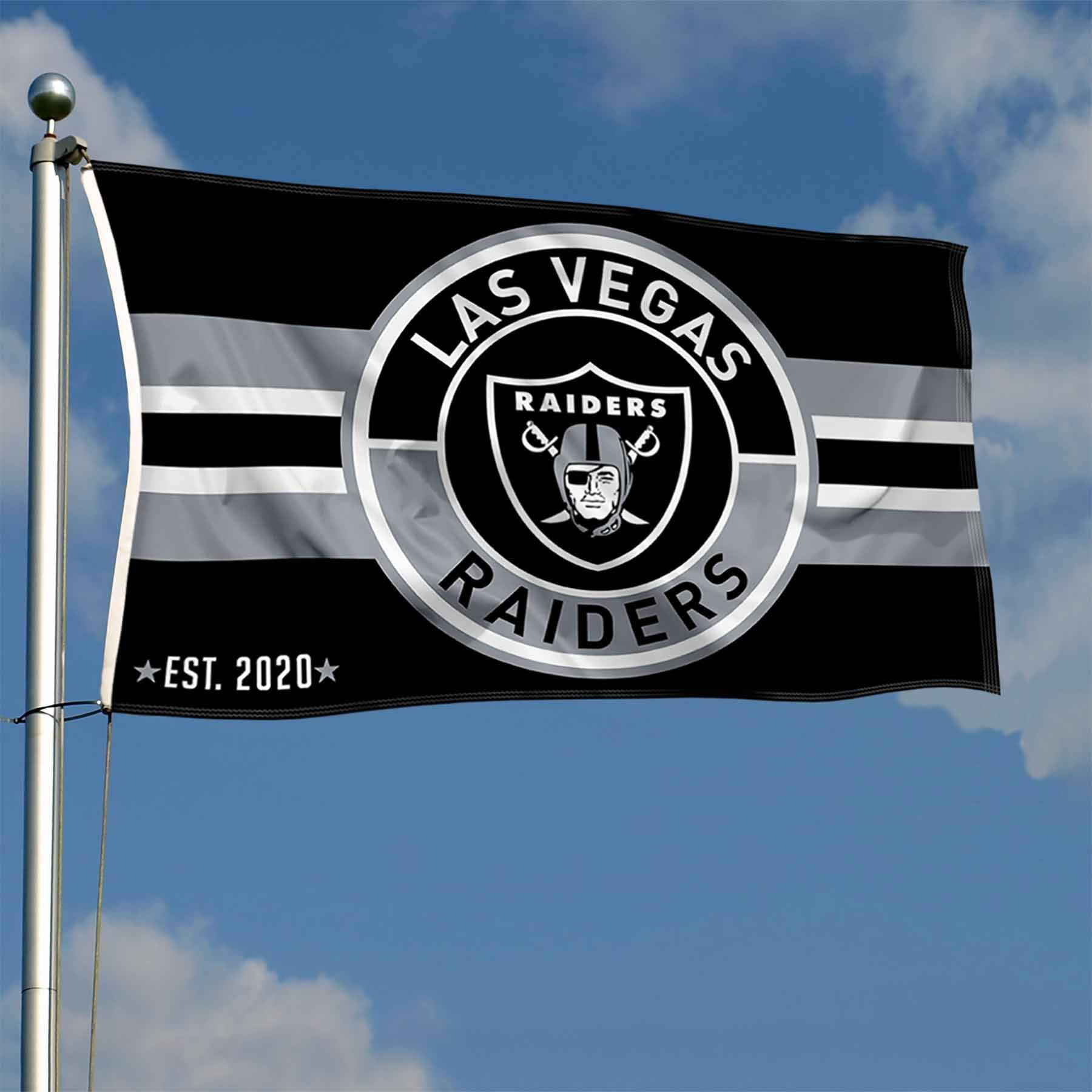 Las Vegas Raiders Patch Button Circle Logo Flag Large 3X5 Banner