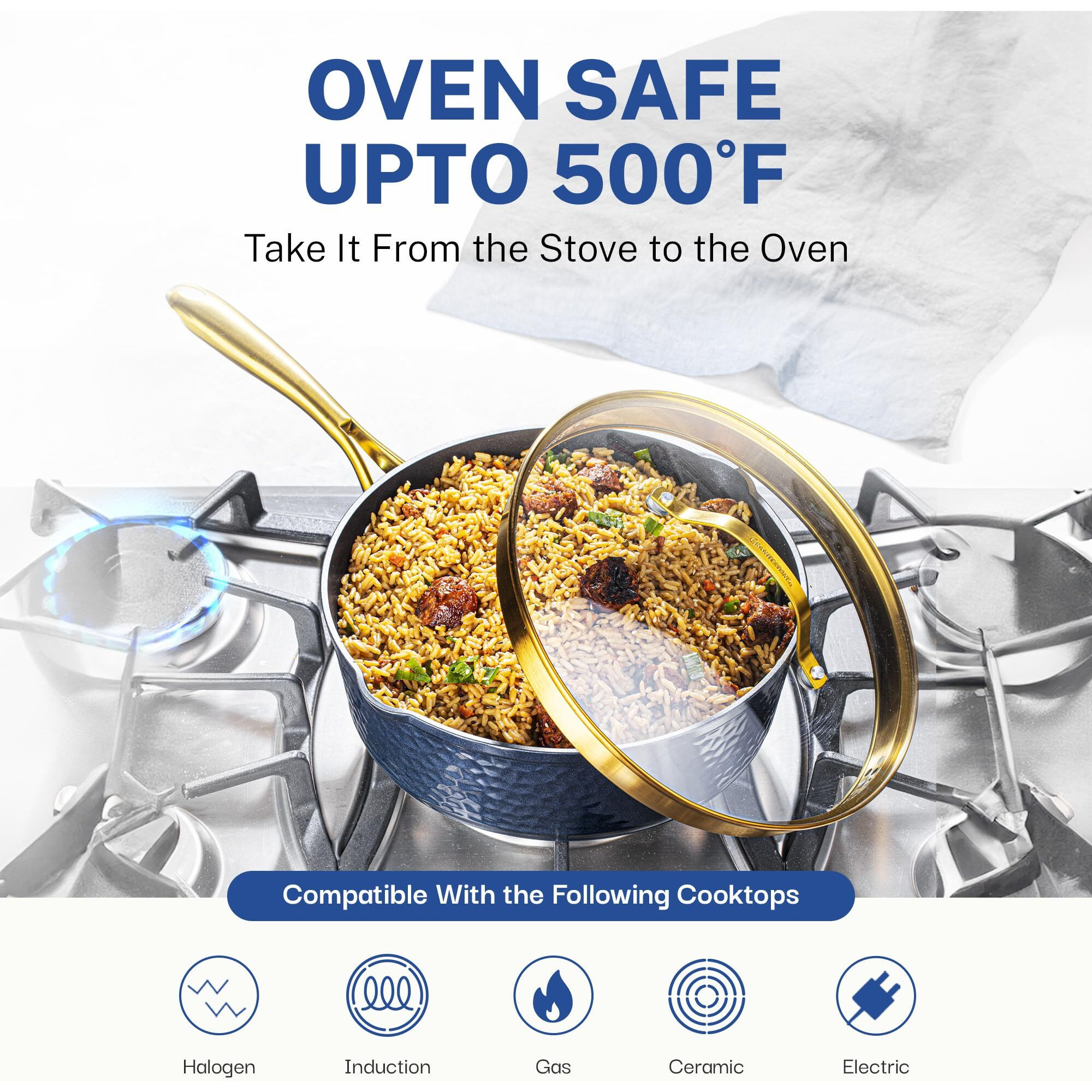 Granitestone 10 Inch Non Stick Frying Pans Nonstick Frying Pan Skillet Nonstick Pan, Large Non Stick Pan, Induction Pan, Kitchen Pans, Cooking Pan, Ceramic Pan For Cooking, Dishwasher Safe, Navy Blue