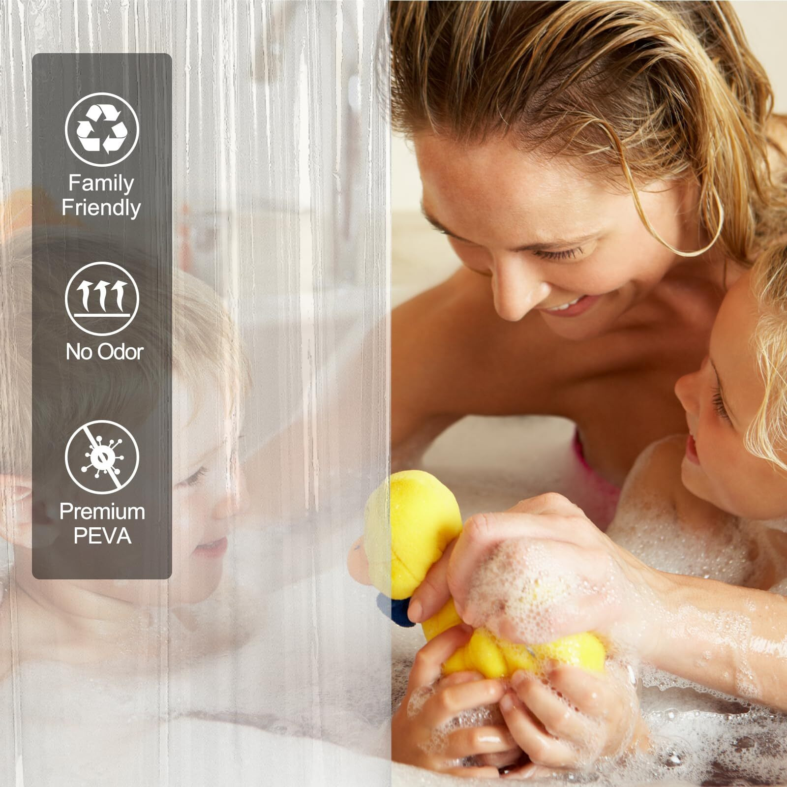 Amazerbath Shower Curtain Liner, 72X72 Clear Shower Curtain Liner, Waterproof Plastic Shower Liner, Cute Lightweight Peva Shower Curtain For Bathroom With 3 Magnets And 12 Rustproof Metal Grommets