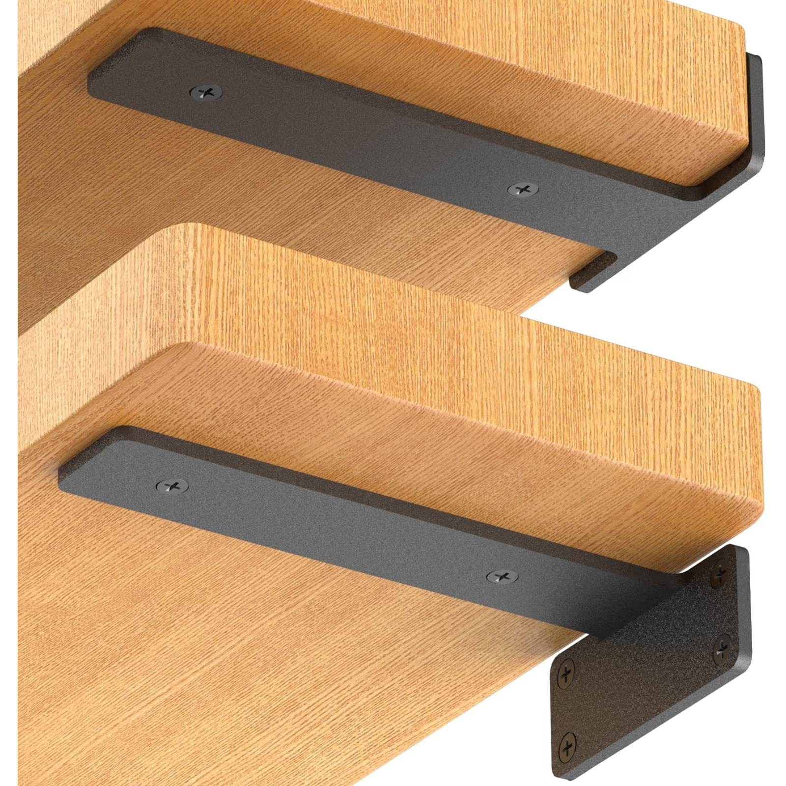 Starunder 6 Pack Floating Shelf Brackets, 8 Inch Heavy Duty Industrial Shelf Bracket, Black Metal L Brackets For Shelves Support Diy(1/5 Inch Thicked)