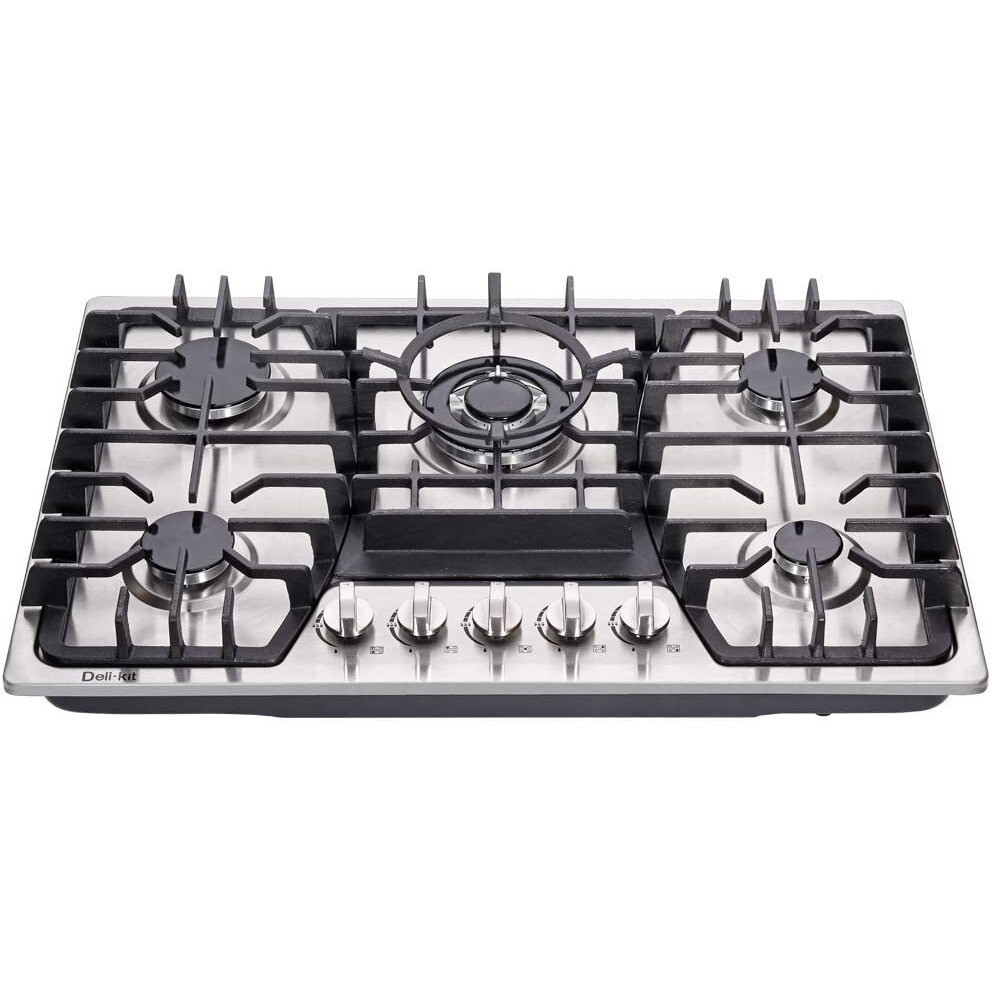 Deli-Kit 30 Inch Gas Cooktops Dual Fuel Sealed 5 Burners Gas Cooktop Built-In Stainless Steel Gas Hob Dk257-A03 Gas Cooktop