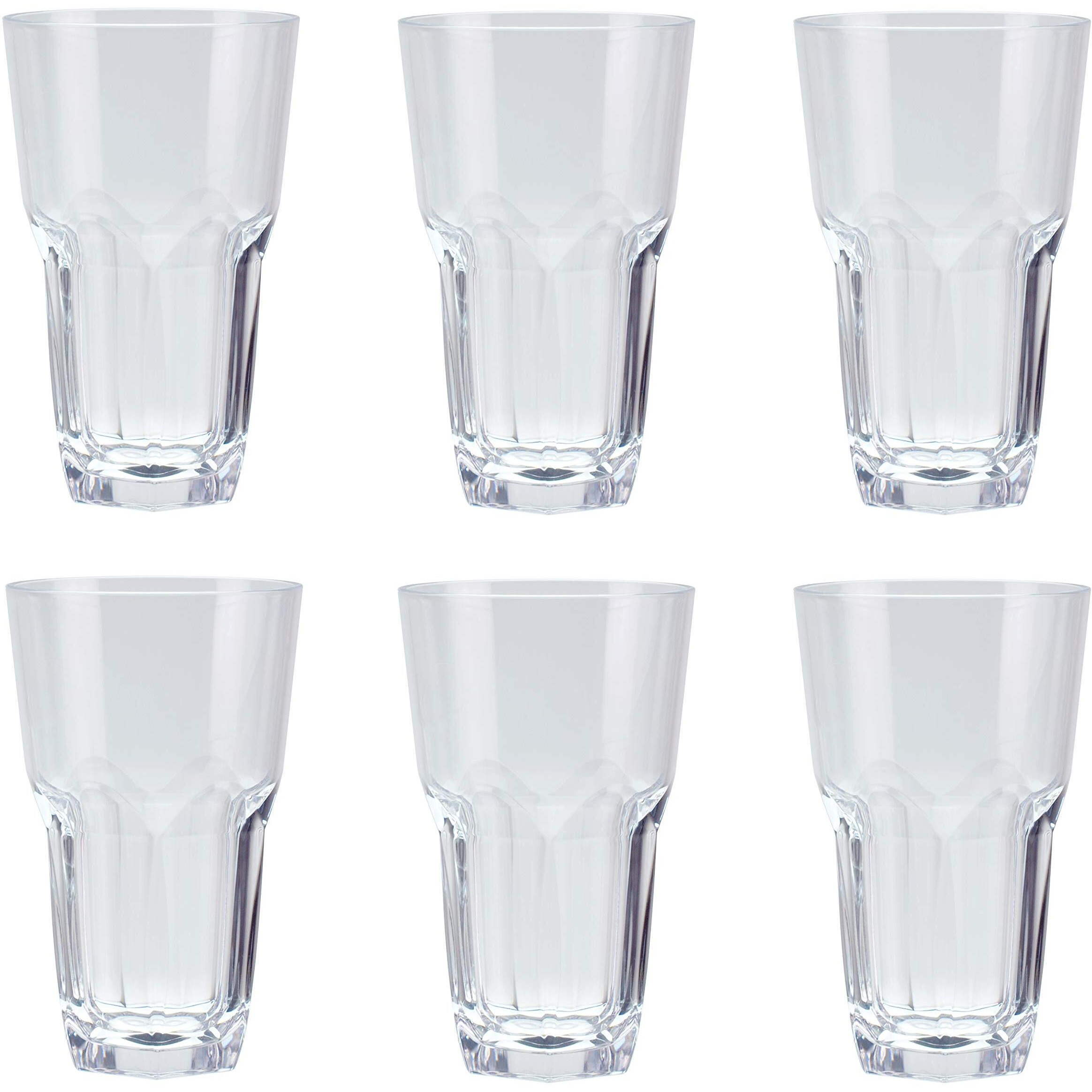 Qg 23 Oz Clear Unbreakable Plastic Tumbler With Hexagonal Base Set Of 6