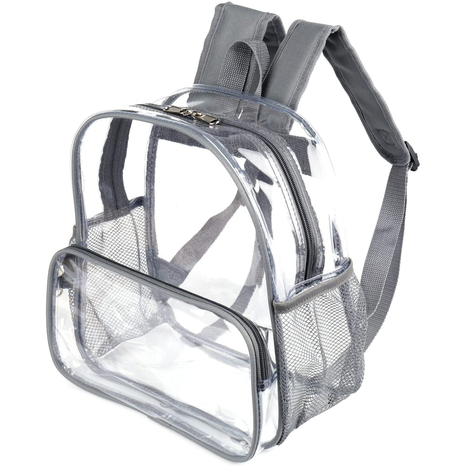 Heavy Duty Clear Backpack Stadium Approved 12X12X6 Clear Mini Backpack See Through Transparent Small Clear Backpack Plastic Pvc Stadium Backpacks,Gray