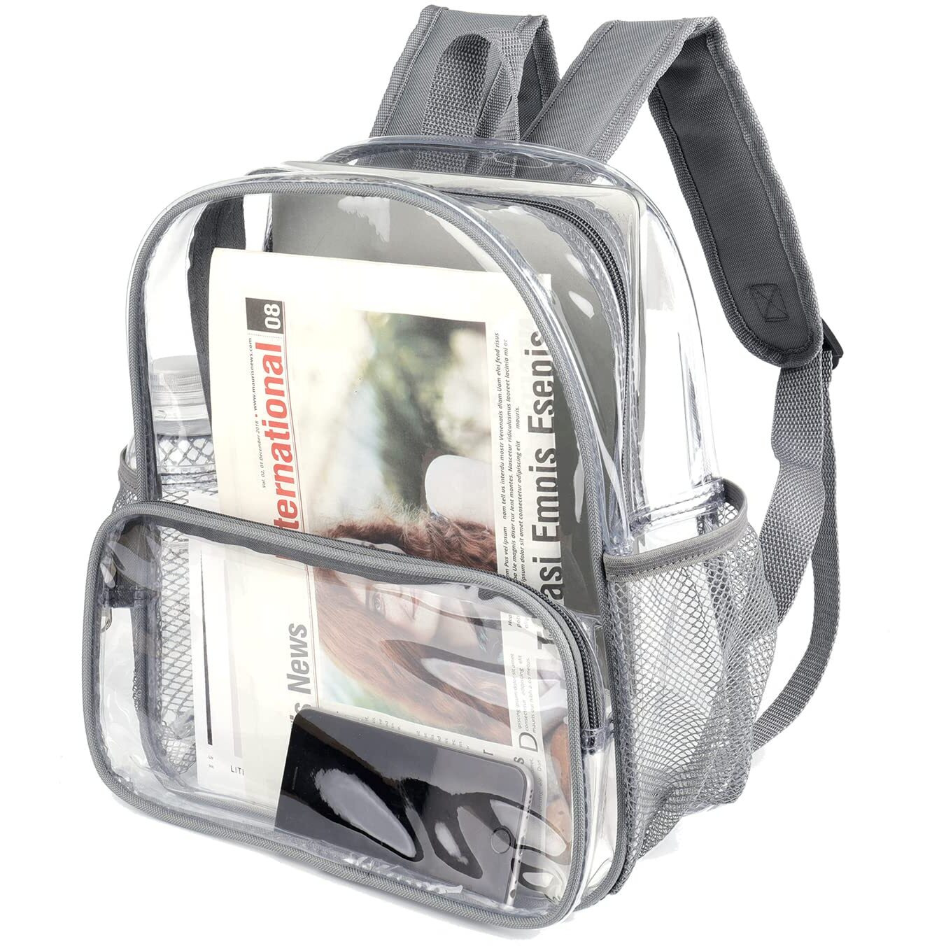 Heavy Duty Clear Backpack Stadium Approved 12X12X6 Clear Mini Backpack See Through Transparent Small Clear Backpack Plastic Pvc Stadium Backpacks,Gray