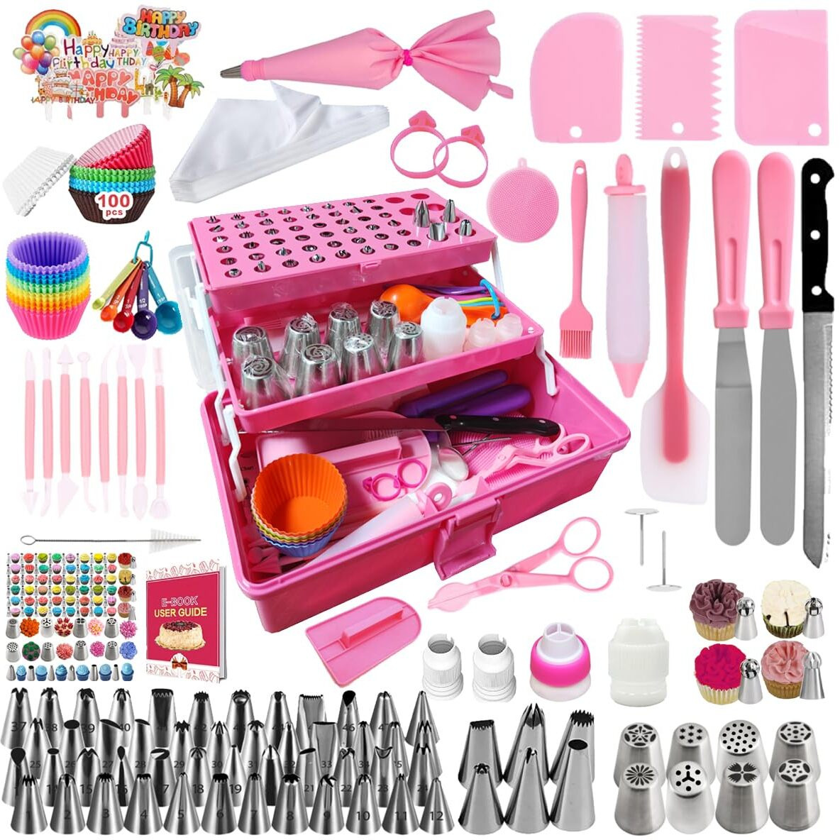 Arnision 359Pcs Cake Decorating Baking Supplies Kit, Baking Set With 66 Piping Tips, Icing Bags And Tips Set For Beginners,Baking Tools,Cupcake Decorating Kit