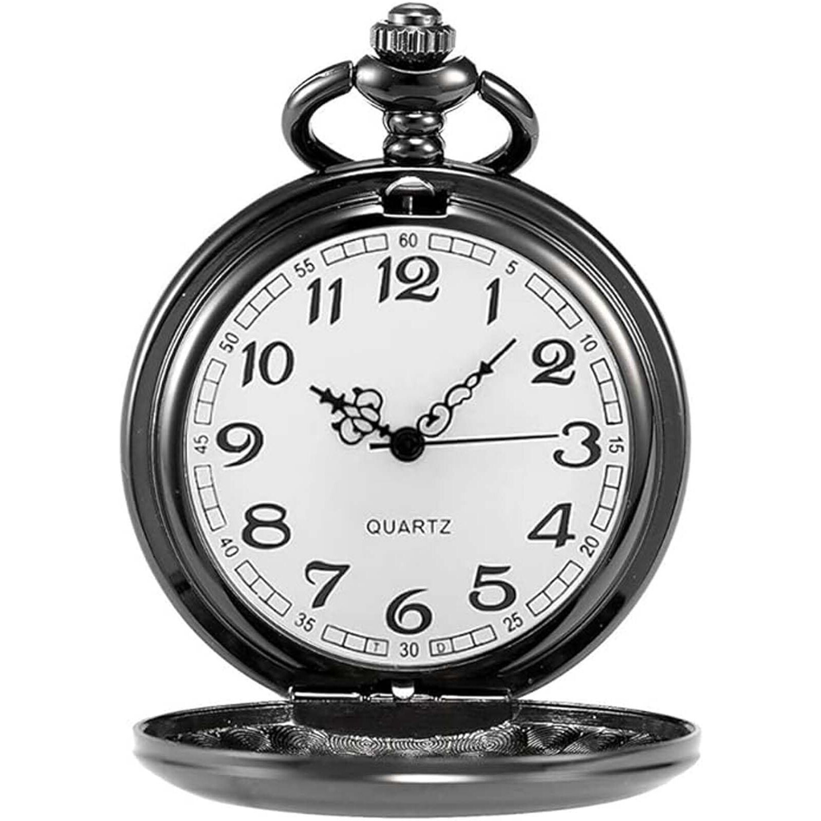 Alladaga Set Of 2 Classic Pocket Watch With Chain For Men And Women (Black Black)